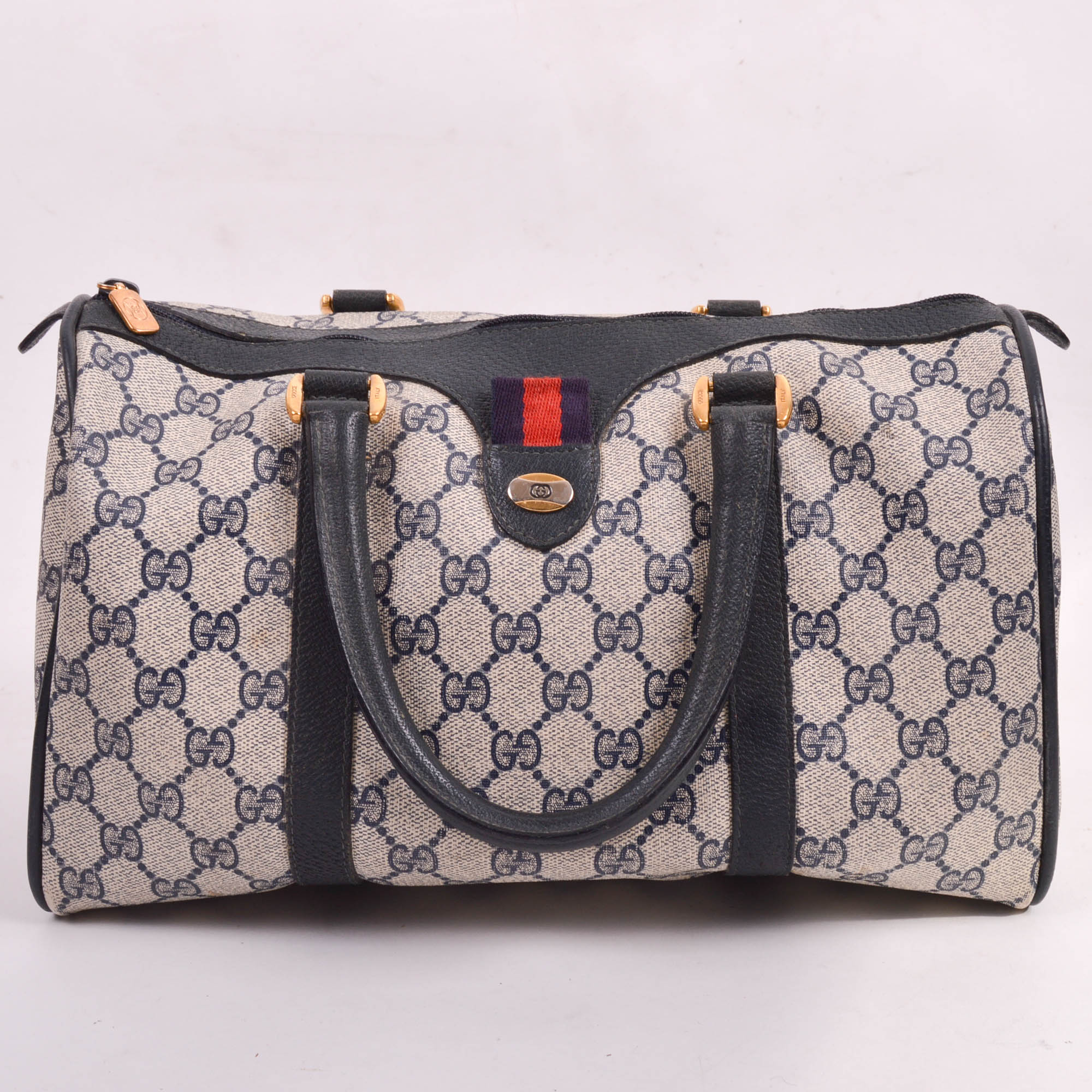 Vintage Navy Blue Gucci Accessory Collection Handbag