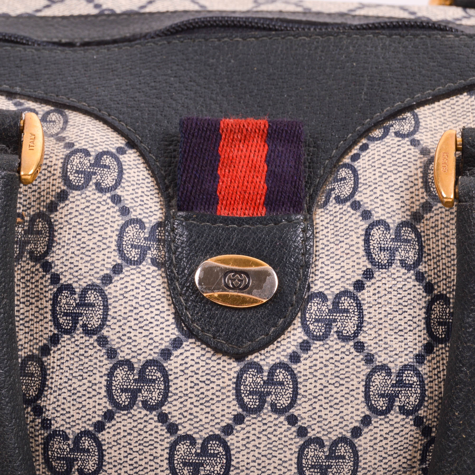 Vintage Navy Blue Gucci Accessory Collection Handbag