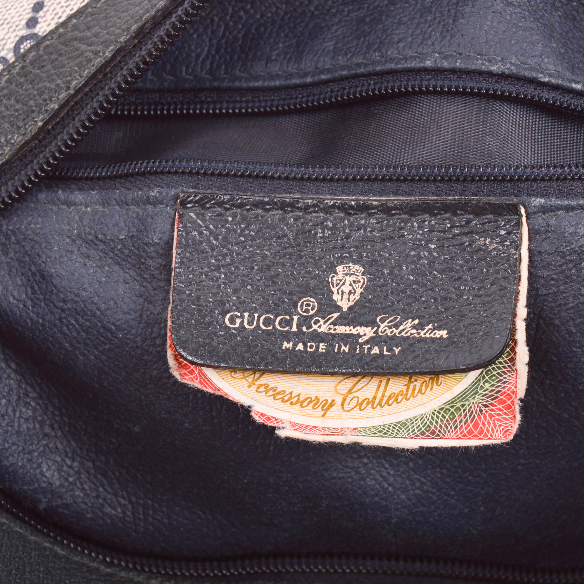 Vintage Navy Blue Gucci Accessory Collection Handbag