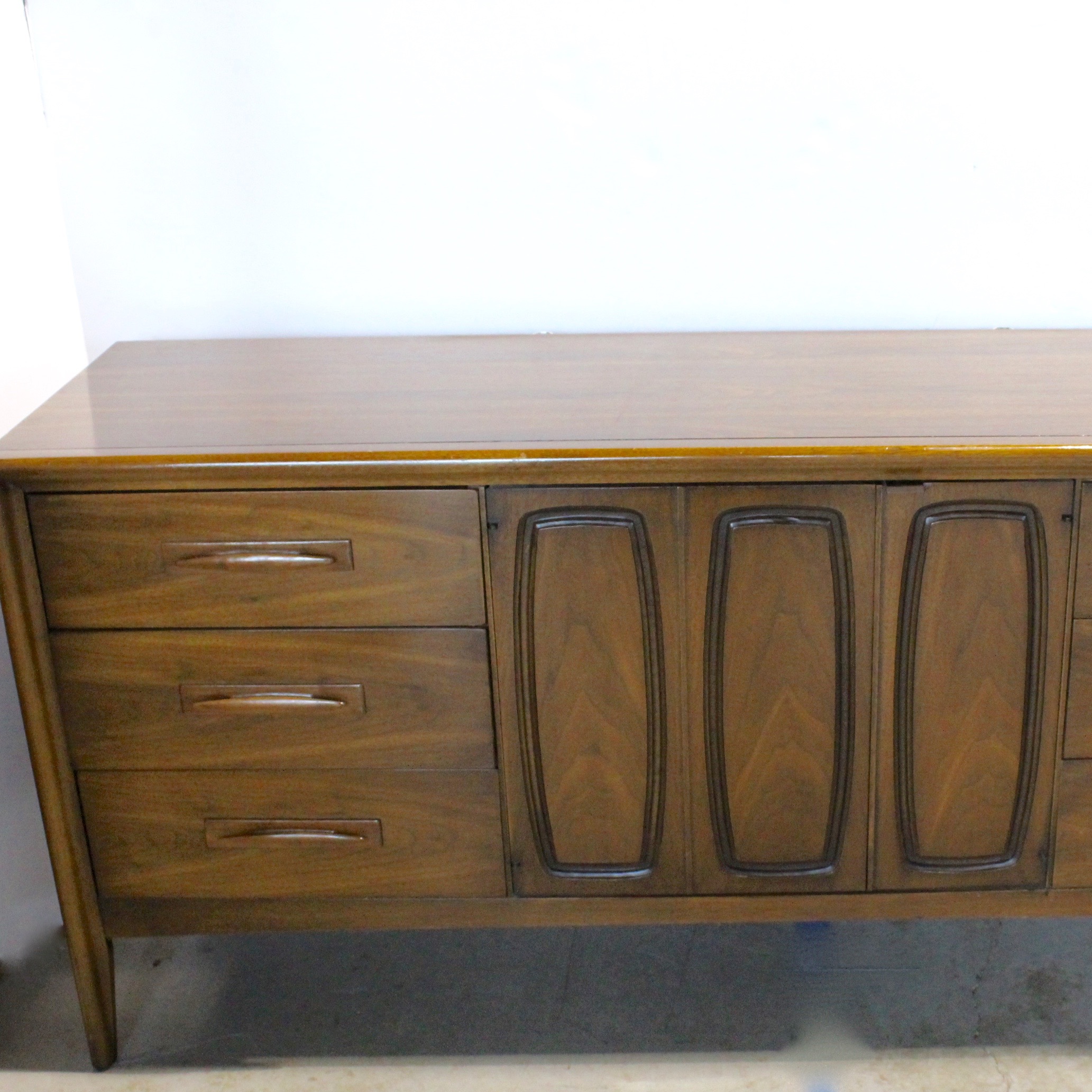 Mid Century Modern Broyhill Premier Triple Dresser with Mirror