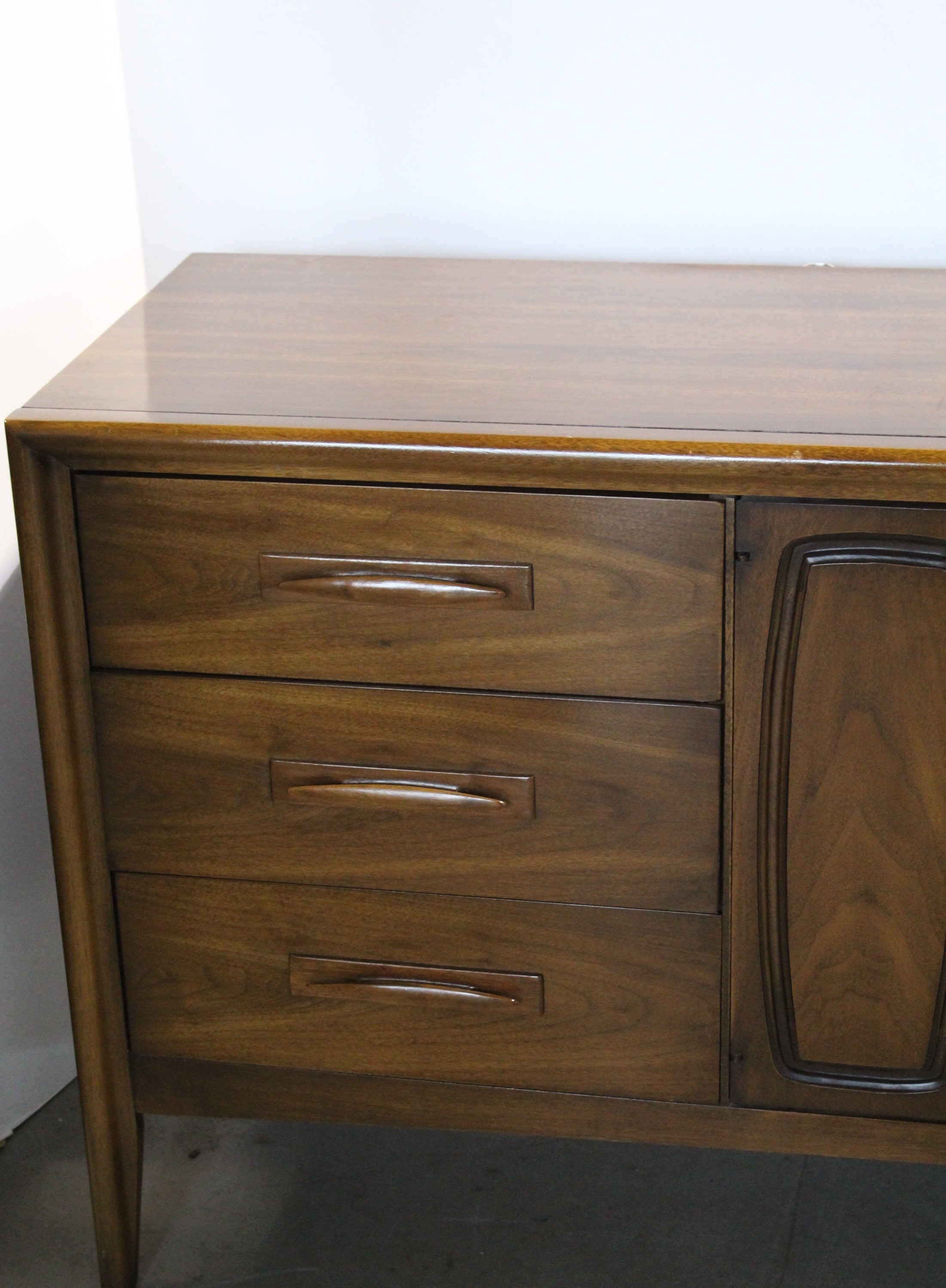 Mid Century Modern Broyhill Premier Triple Dresser with Mirror