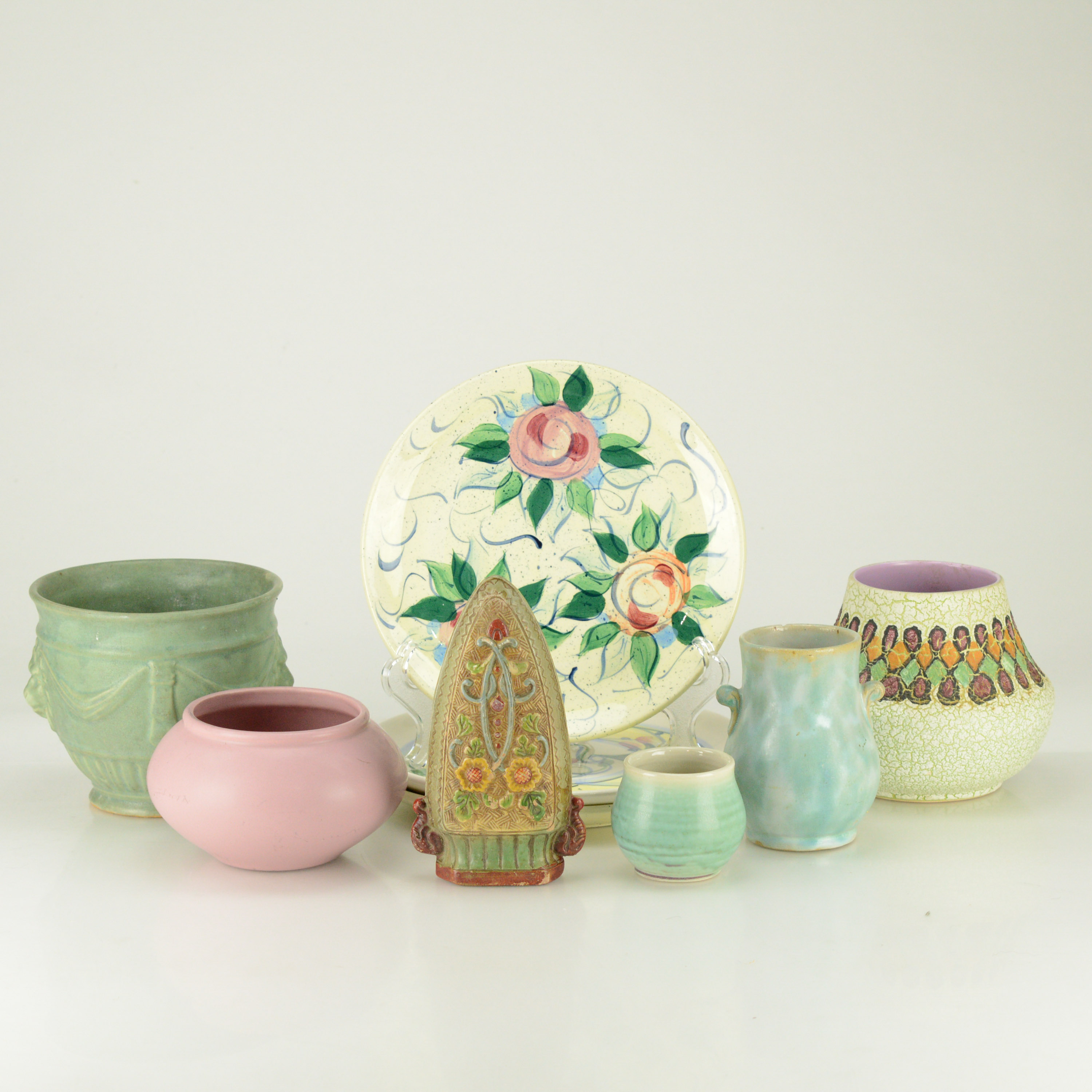 Gail Pittman Plates, Vintage Pottery Planters, and Ceramic Vases