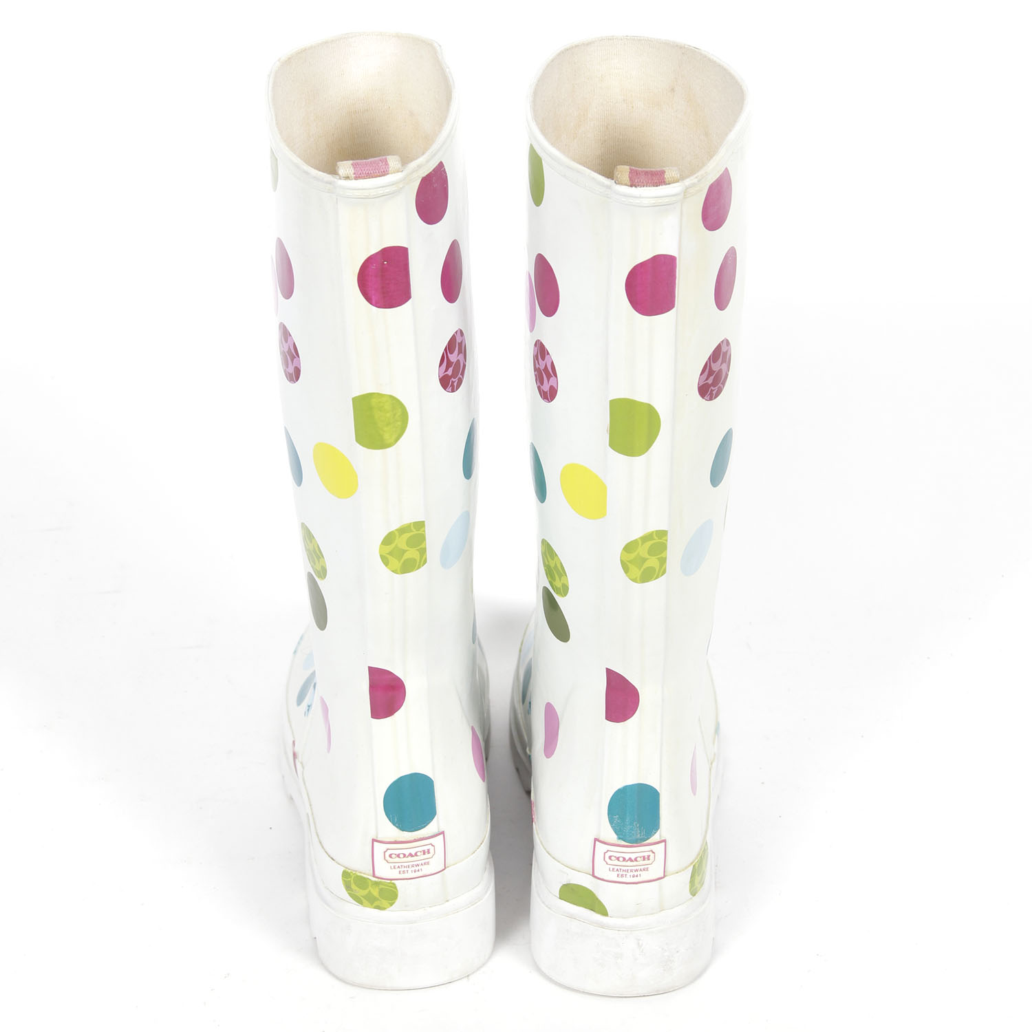 Pair of Coach Rubber Rain Boots Size 8