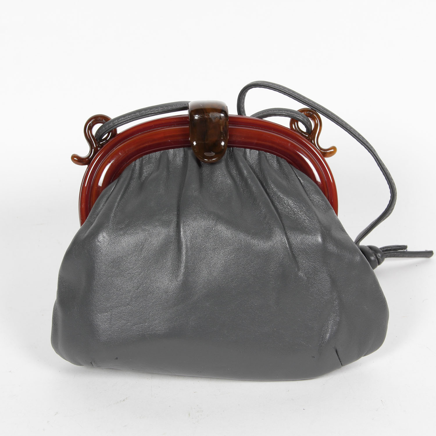 Vintage 80s Faux Tortoise Shell and Leather Handbag