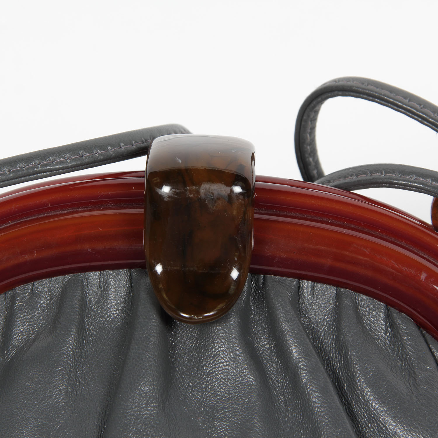 Vintage 80s Faux Tortoise Shell and Leather Handbag