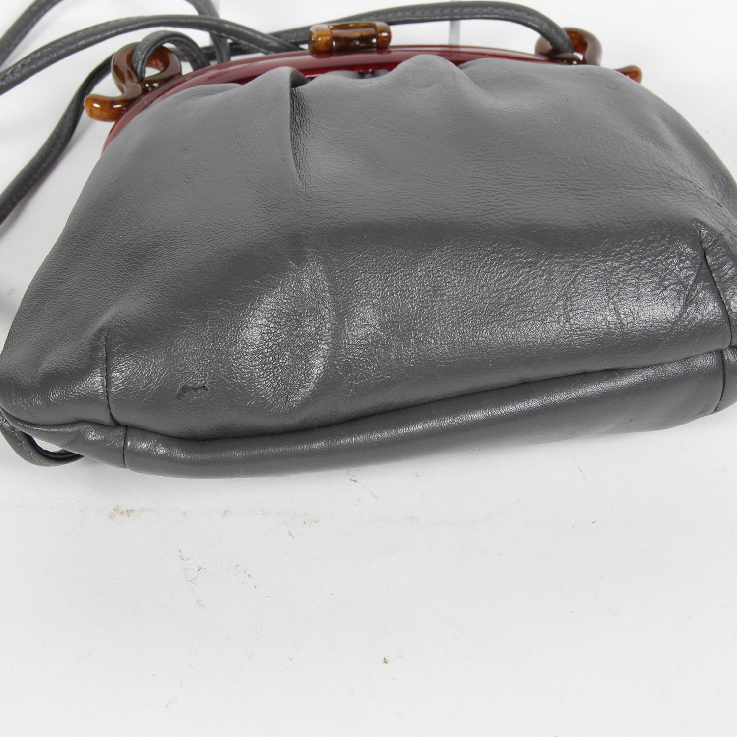 Vintage 80s Faux Tortoise Shell and Leather Handbag