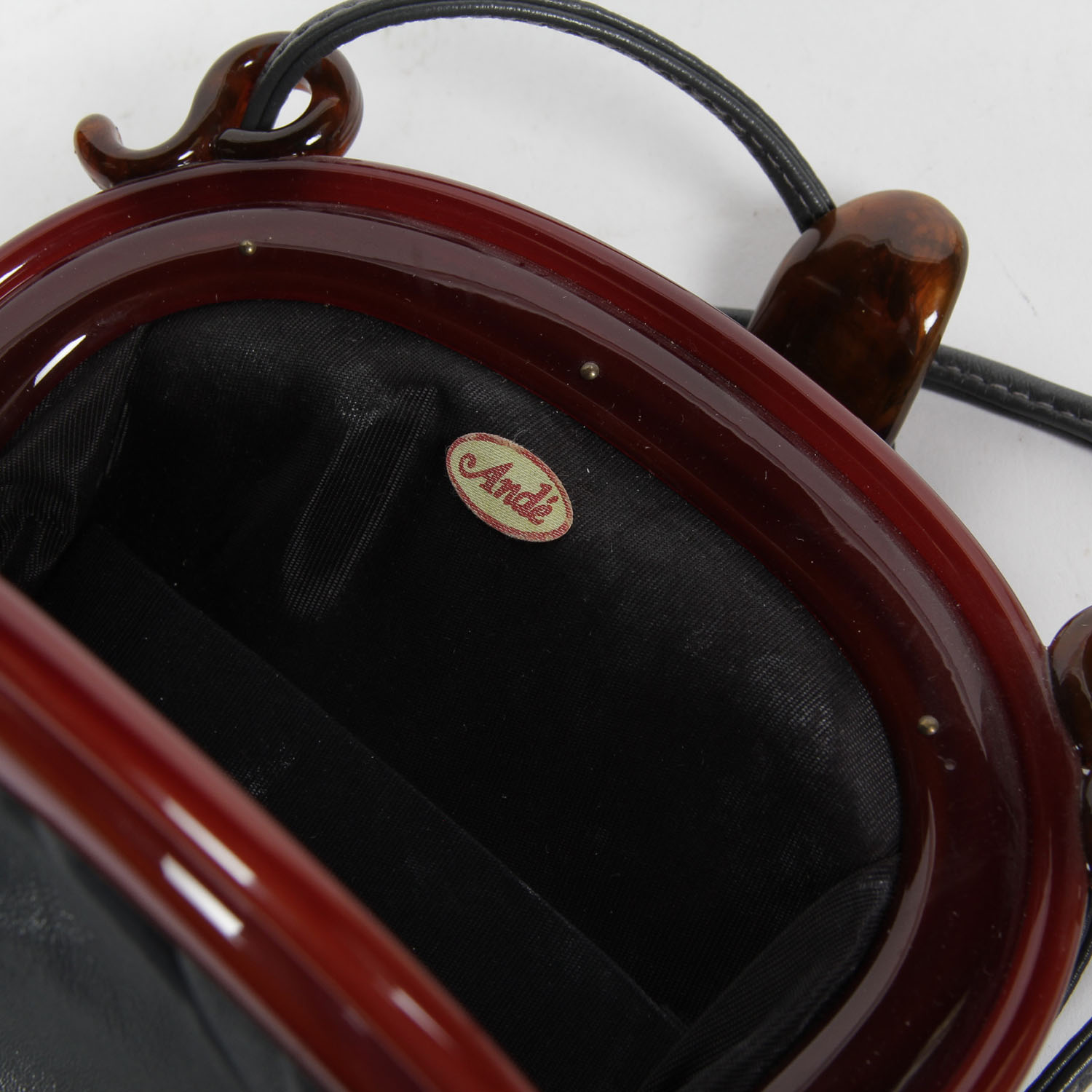 Vintage 80s Faux Tortoise Shell and Leather Handbag