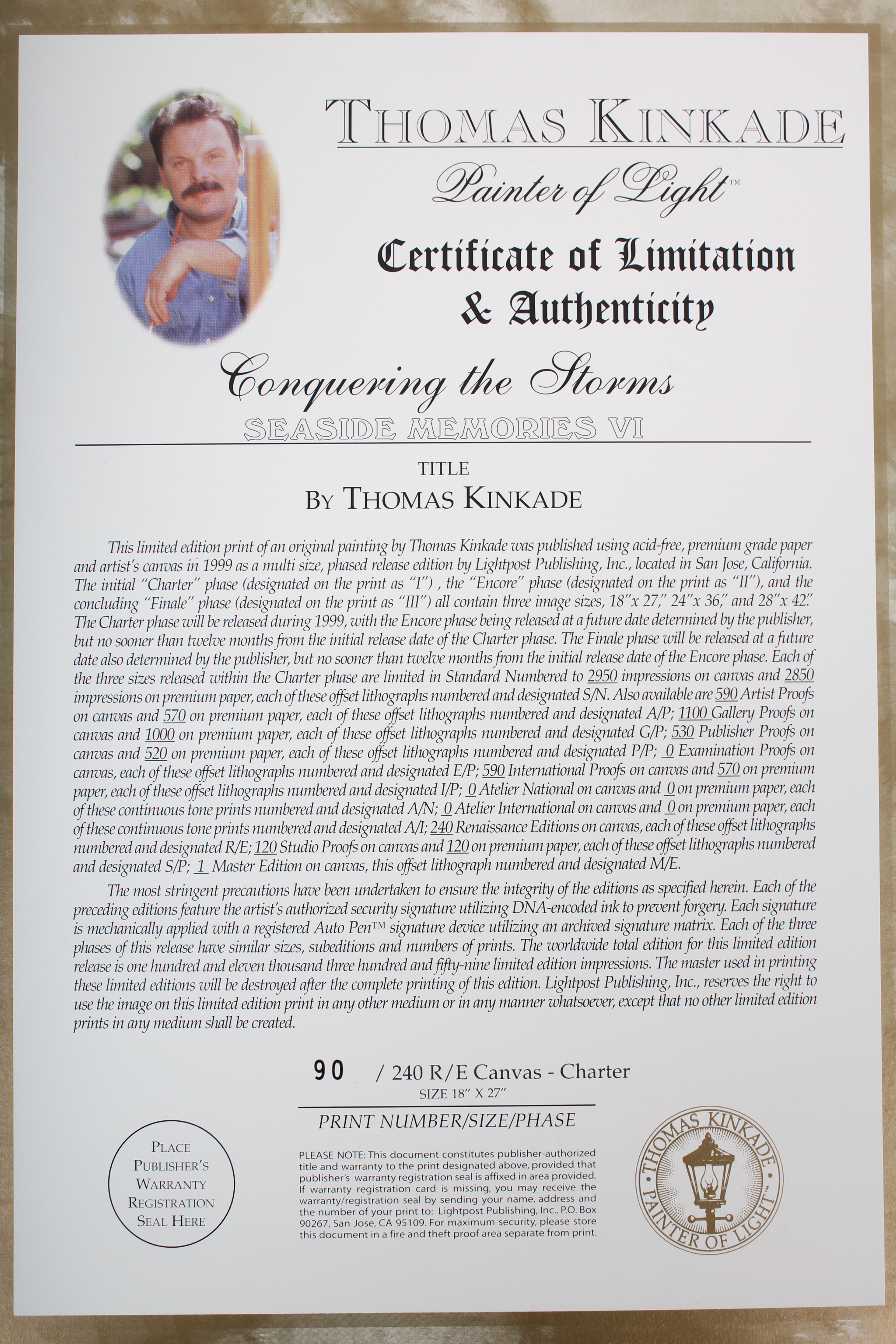 "Seaside Memories IV" Print on Canvas by Thomas Kinkade