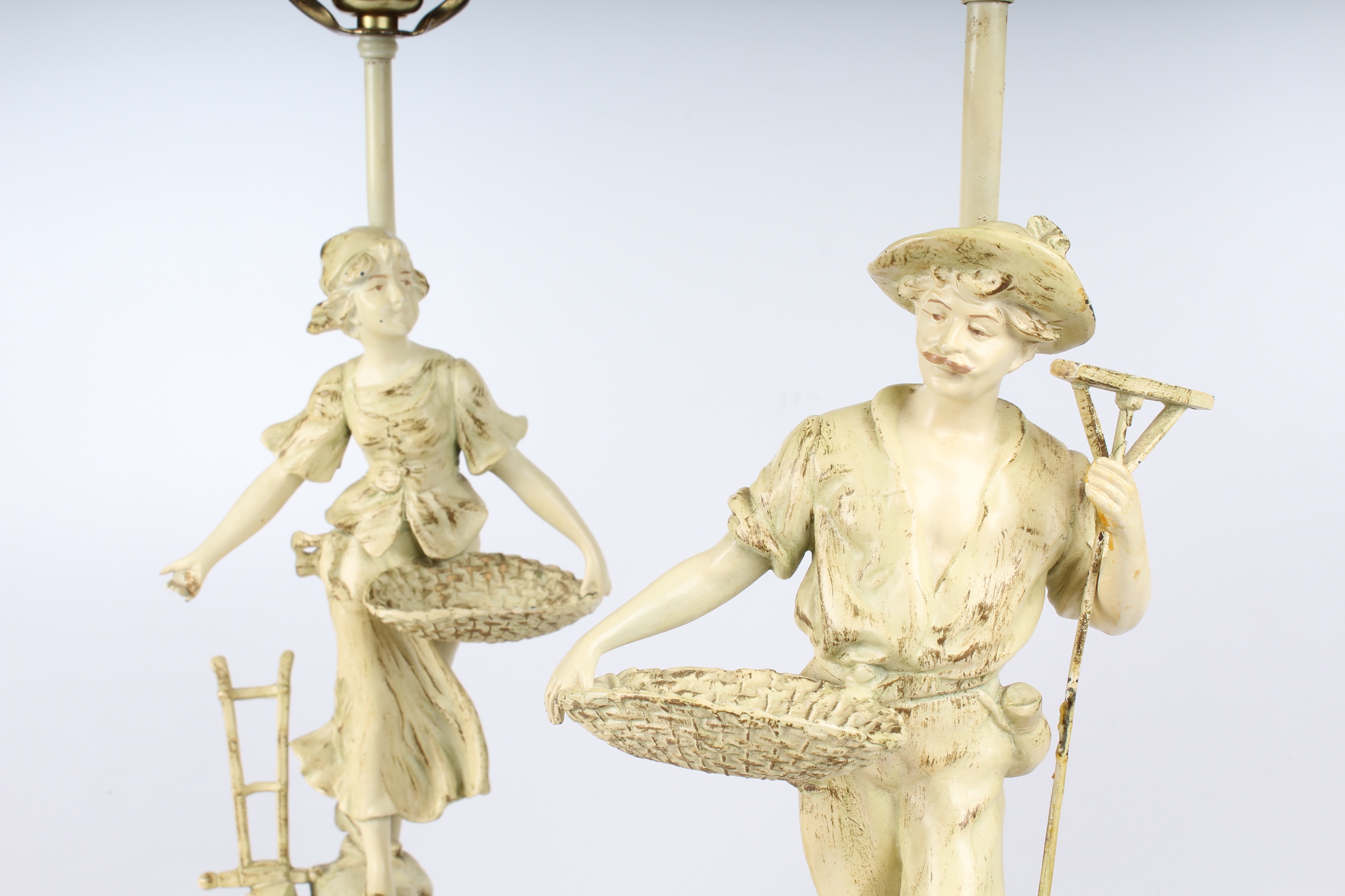 Pair of Vintage French Figural Metal Lamps