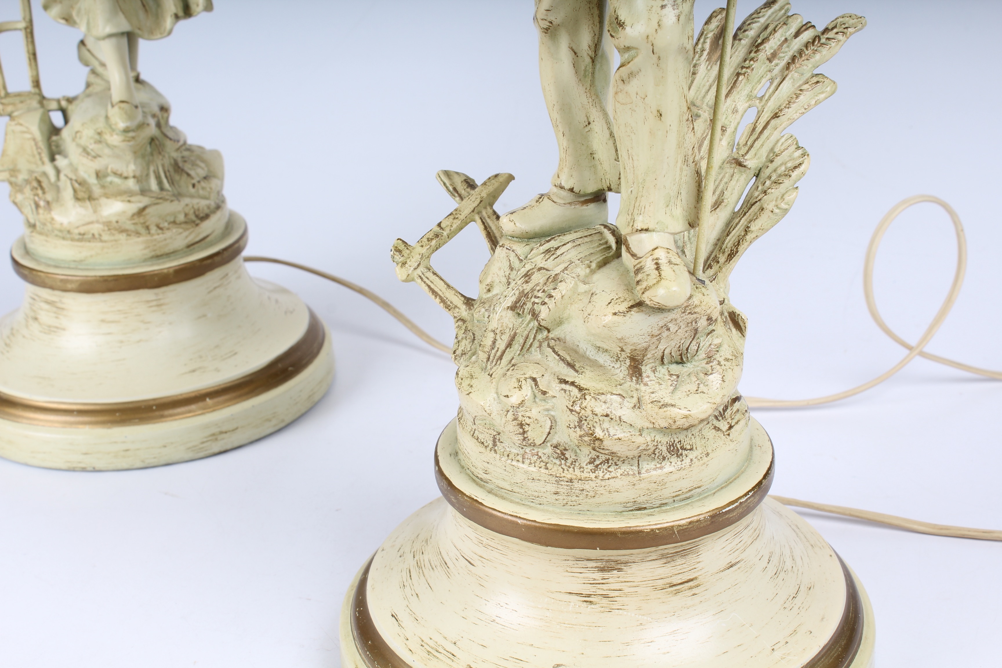 Pair of Vintage French Figural Metal Lamps