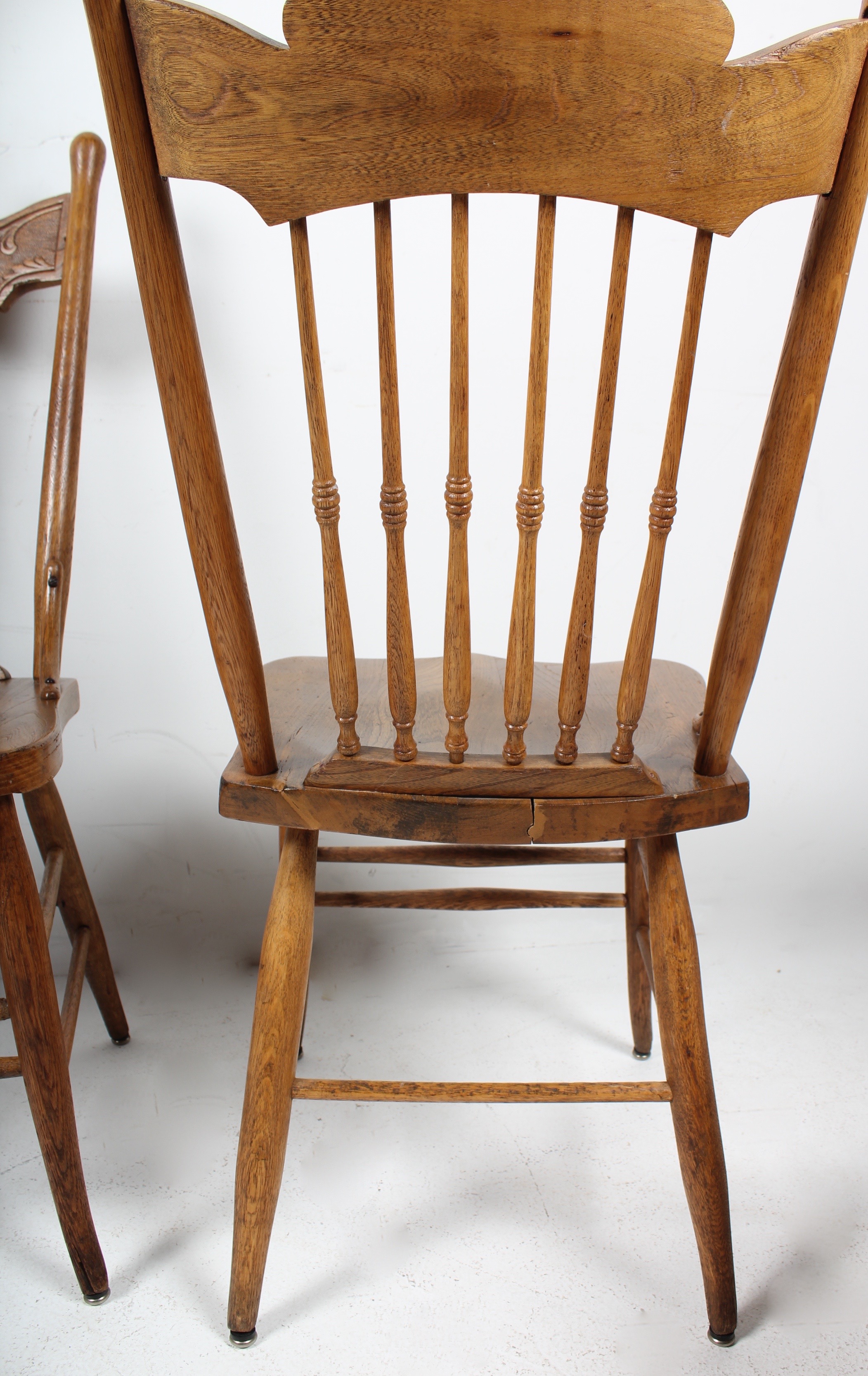 Quartet of Antique Spindle Back Ash Wood Chairs