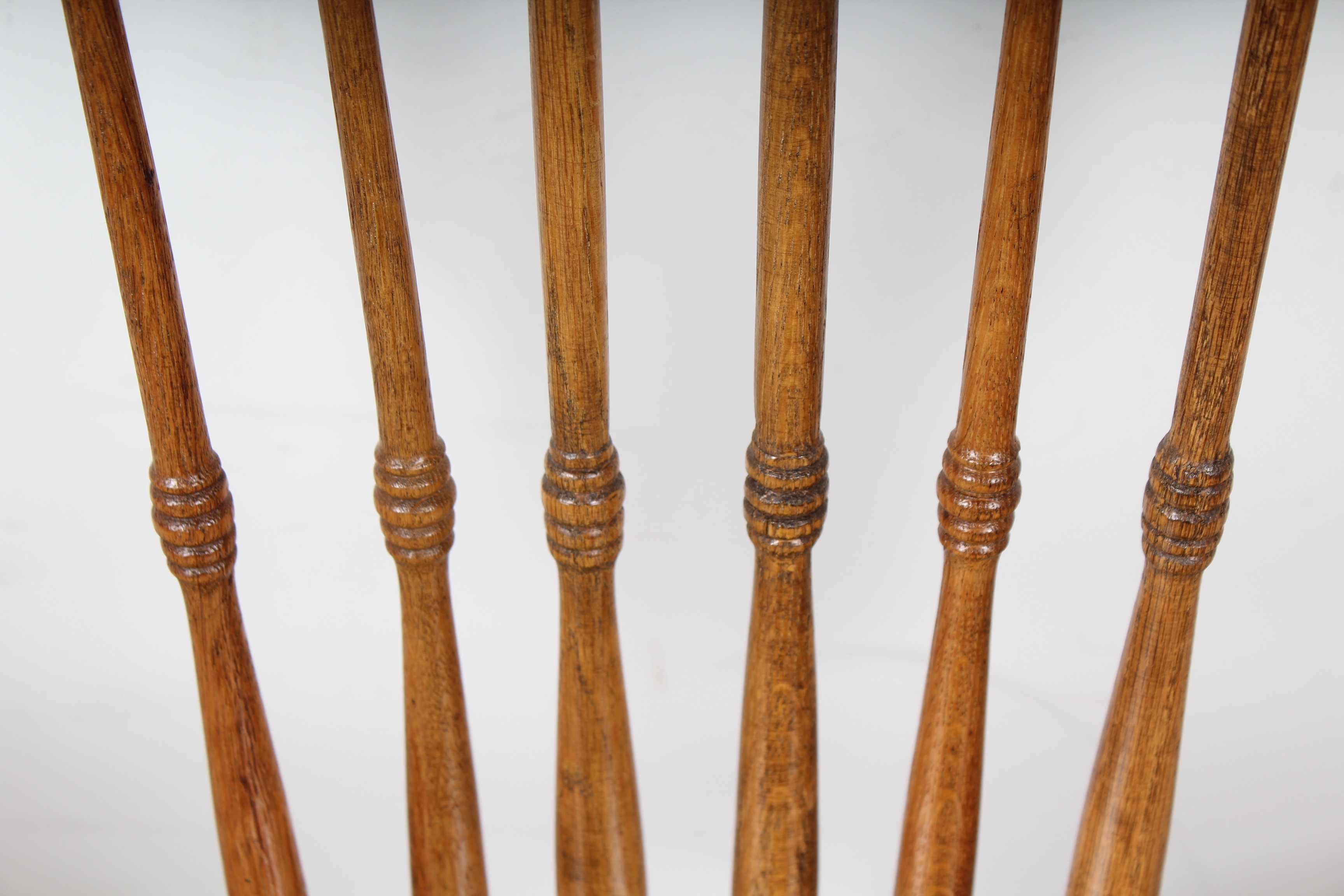 Quartet of Antique Spindle Back Ash Wood Chairs