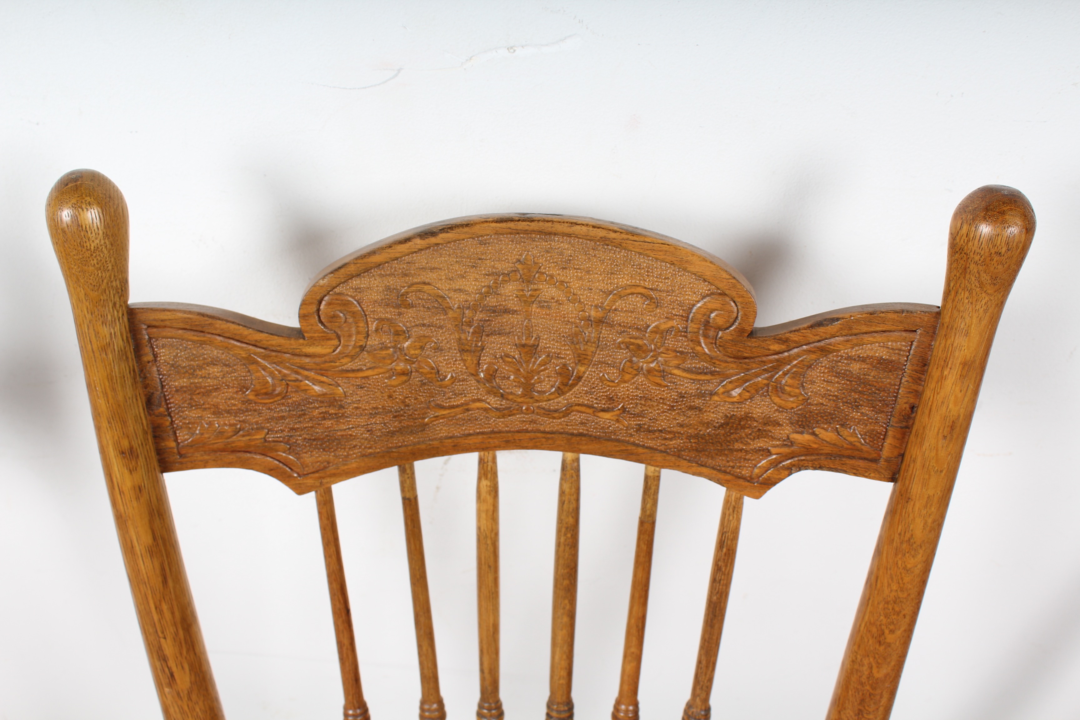 Quartet of Antique Spindle Back Ash Wood Chairs