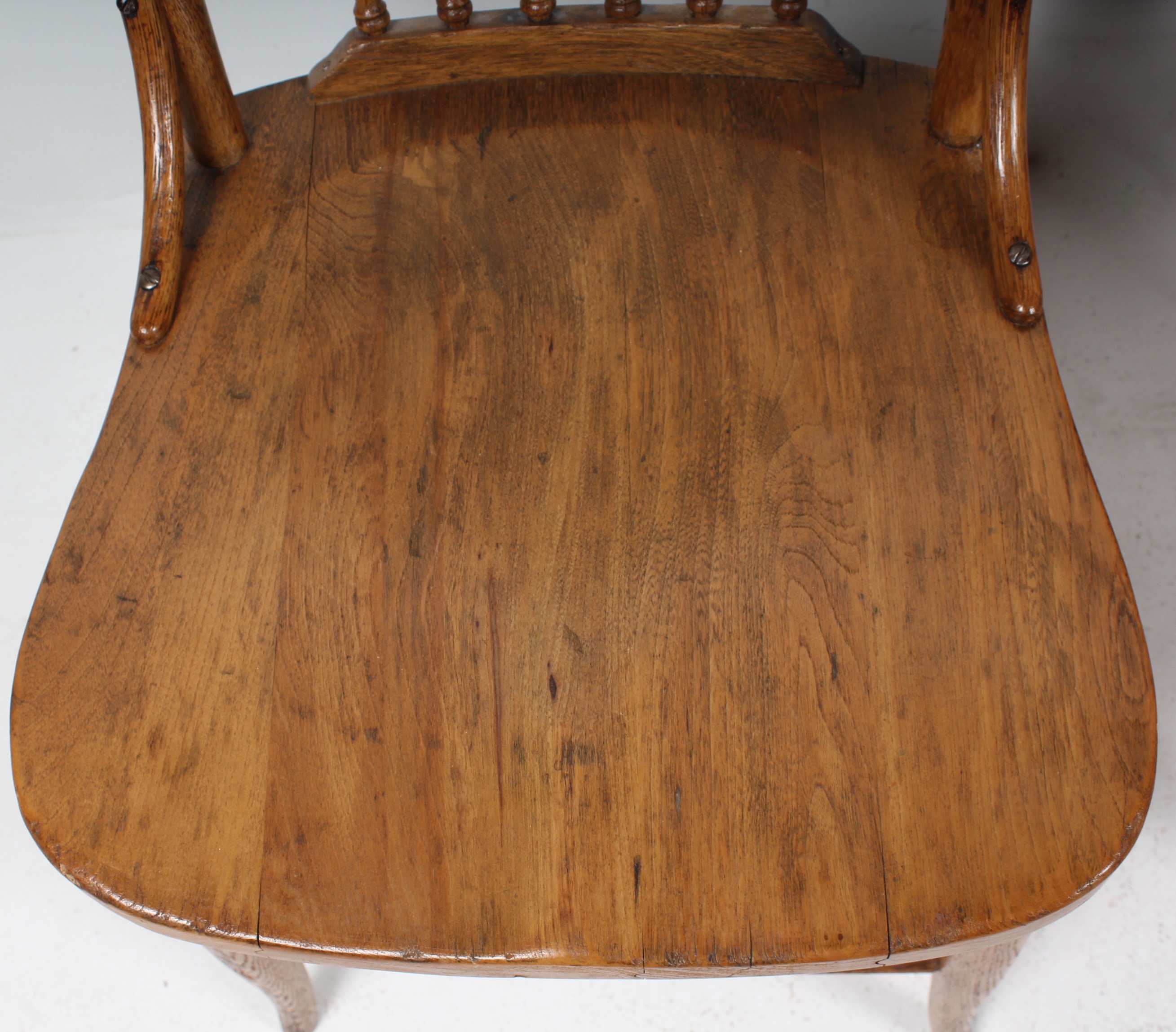 Quartet of Antique Spindle Back Ash Wood Chairs