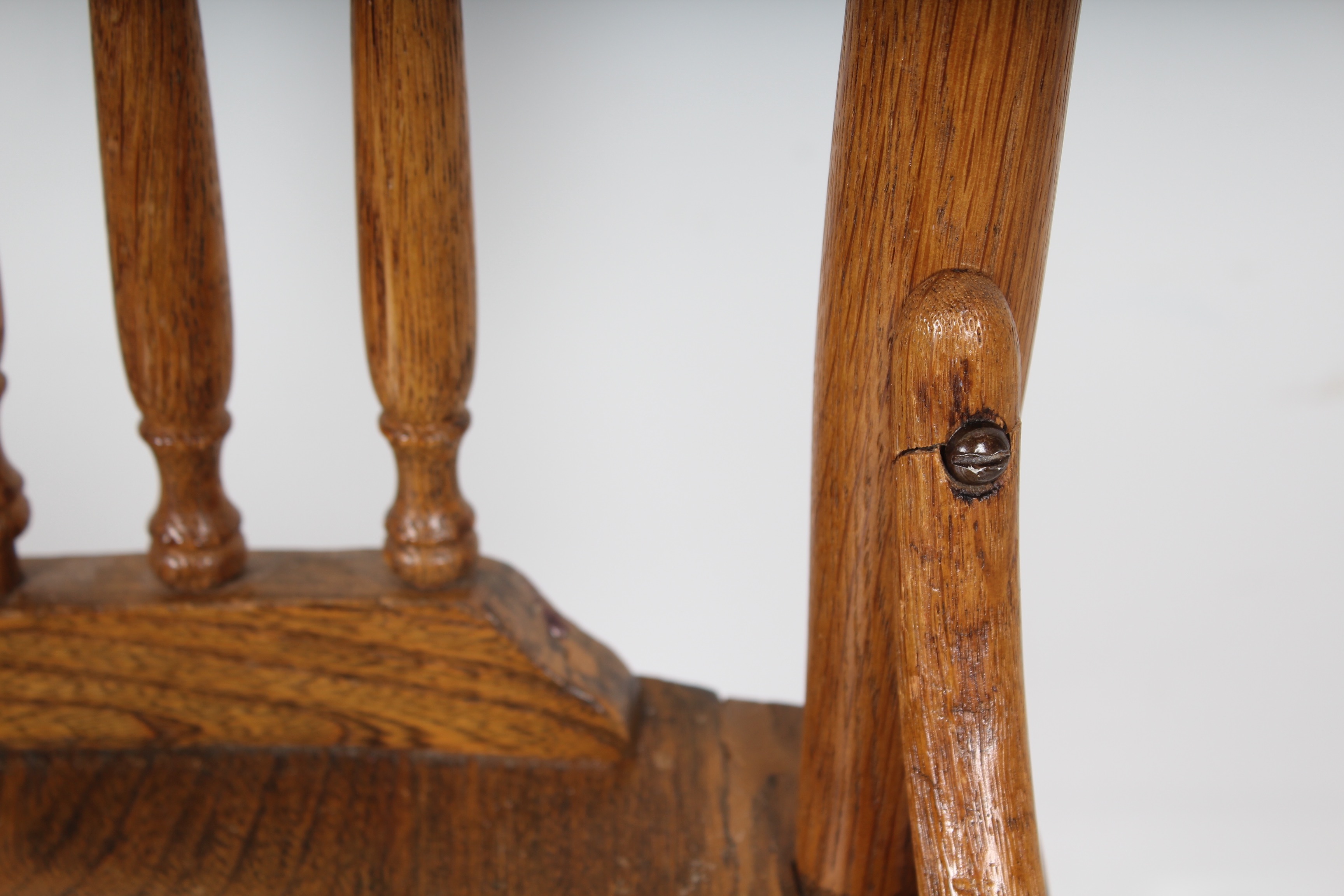 Quartet of Antique Spindle Back Ash Wood Chairs