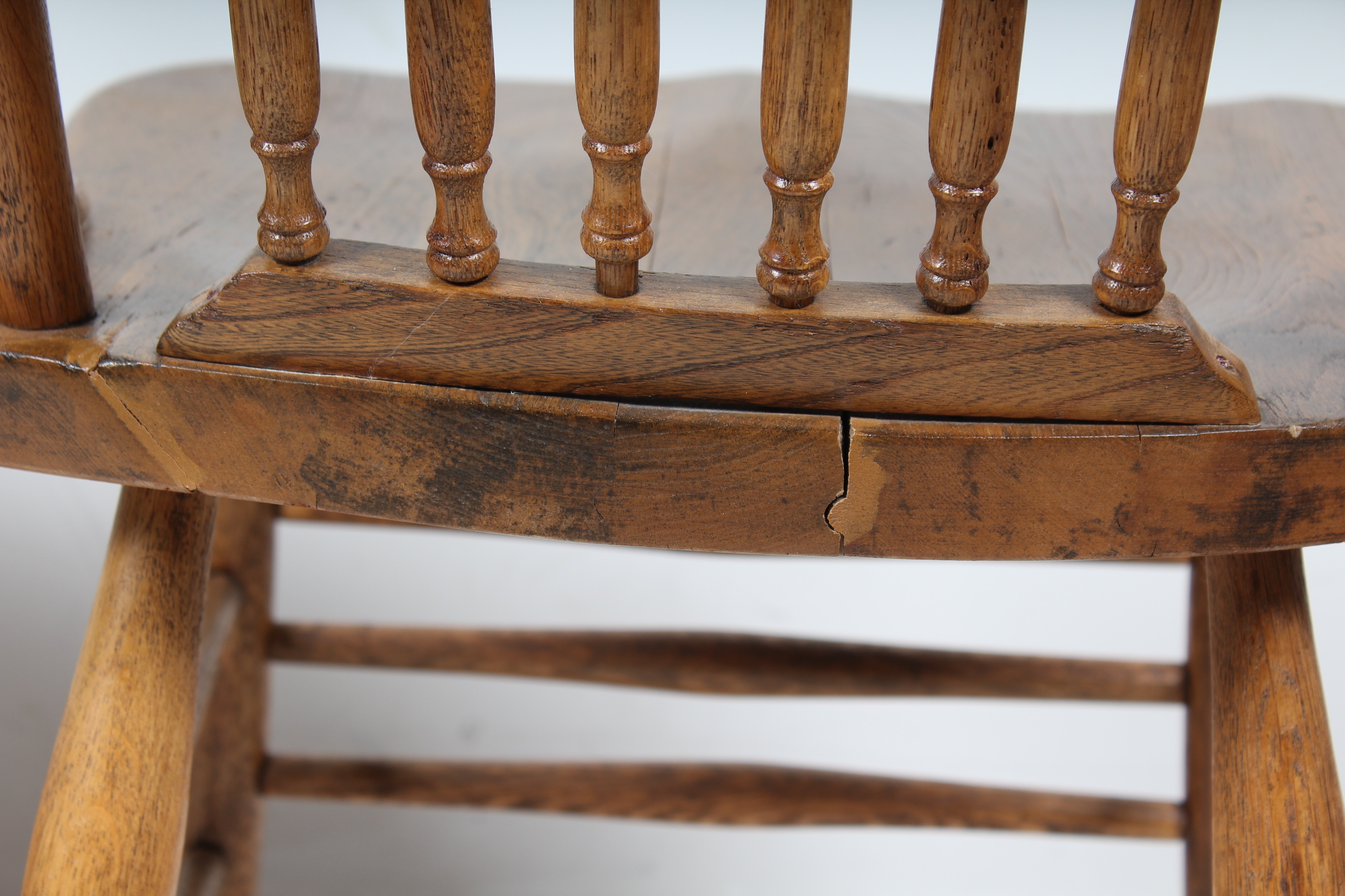 Quartet of Antique Spindle Back Ash Wood Chairs