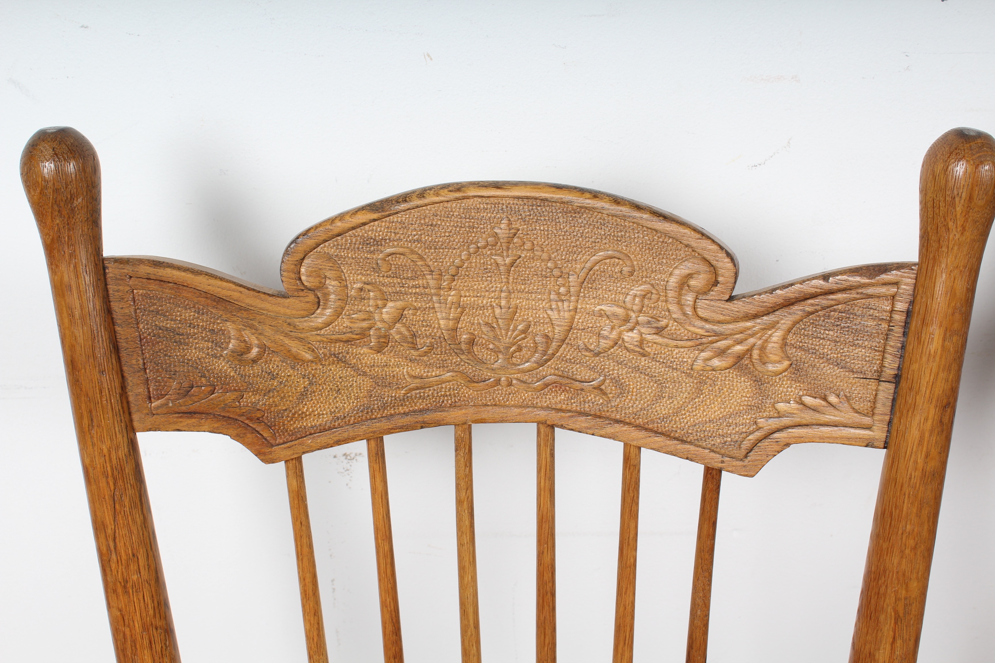 Quartet of Antique Spindle Back Ash Wood Chairs