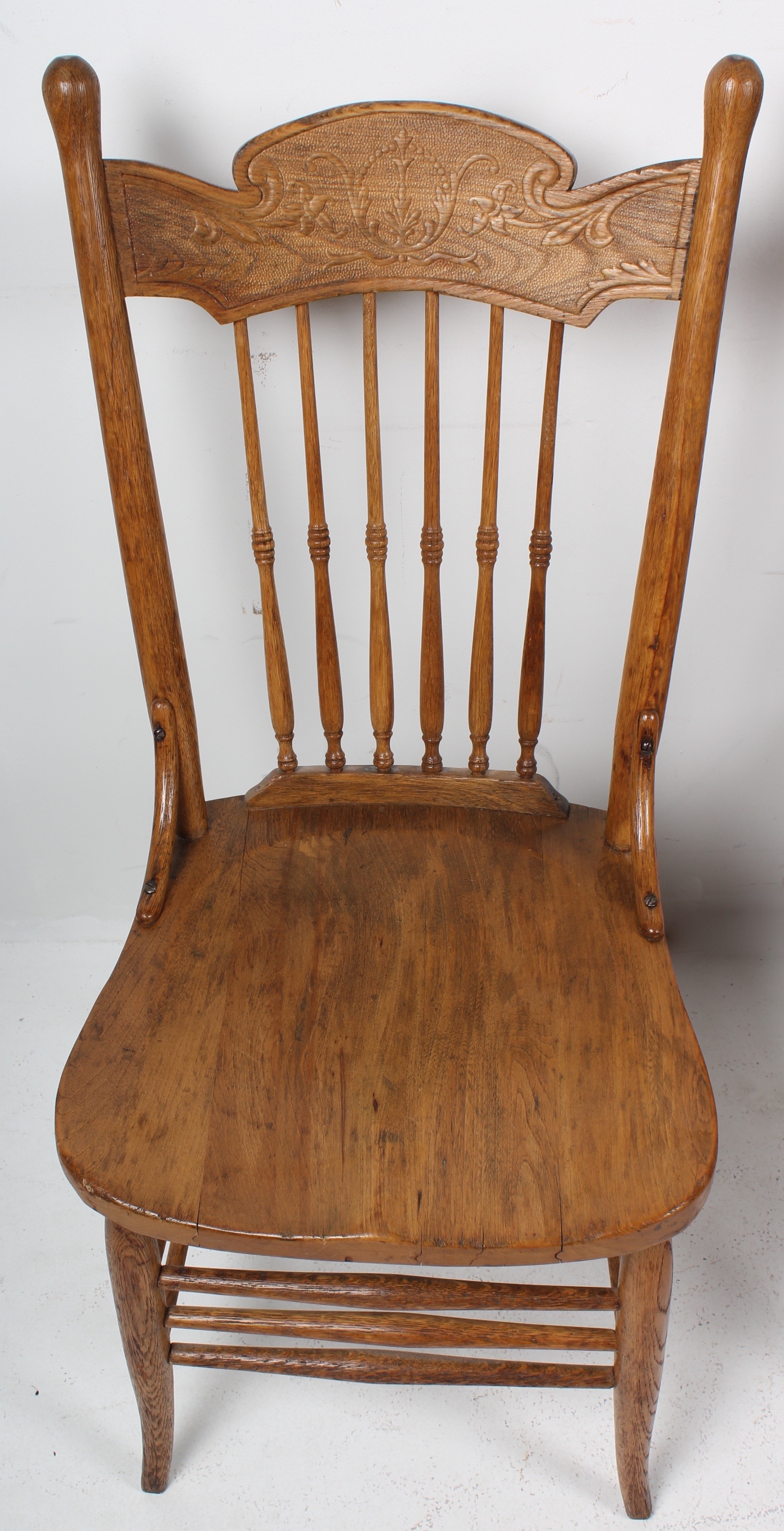 Quartet of Antique Spindle Back Ash Wood Chairs