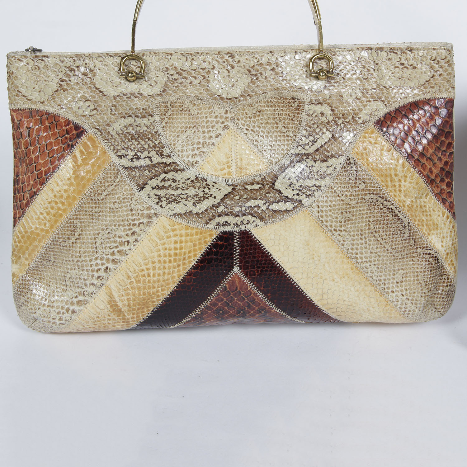 Pair of Vintage Varon Snakeskin Handbags with Brass Handles