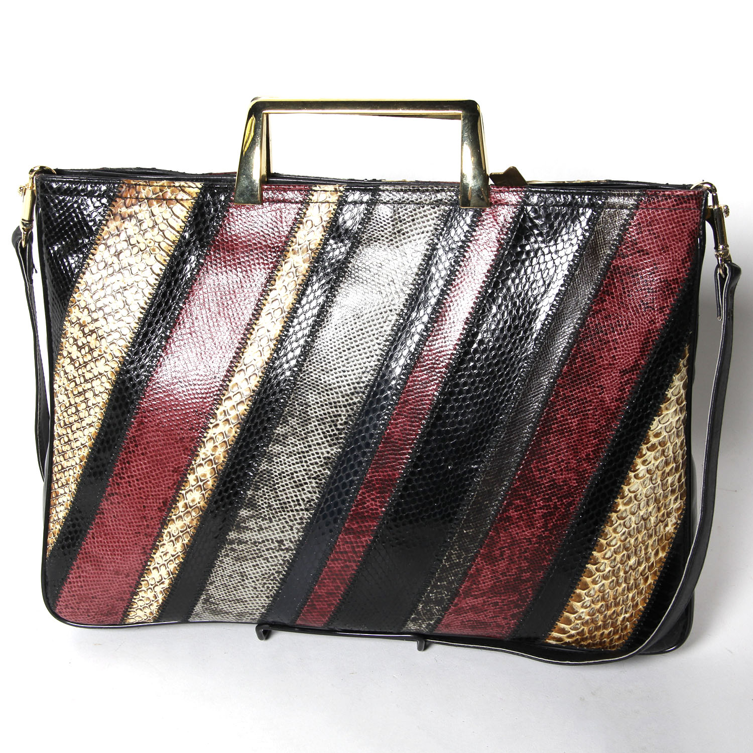 Pair of Vintage Varon Snakeskin Handbags with Brass Handles