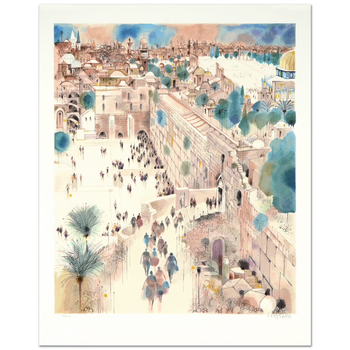 Shmuel Katz "The Wall, Right View" Serigraph