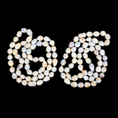 Pair of White Cultured Pearl Necklaces Pair of White Cultured Pearl Necklaces