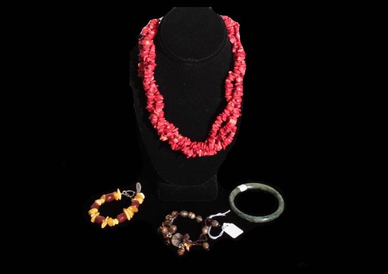 Coral and Amber Jewelry Grouping