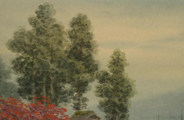Ioki Bunsai (Bunya) Original Watercolor Landscape