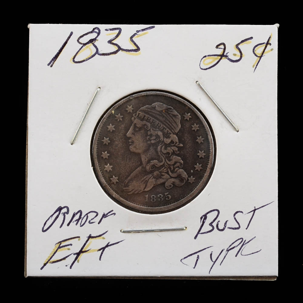 1835 Capped Bust Silver Quarter