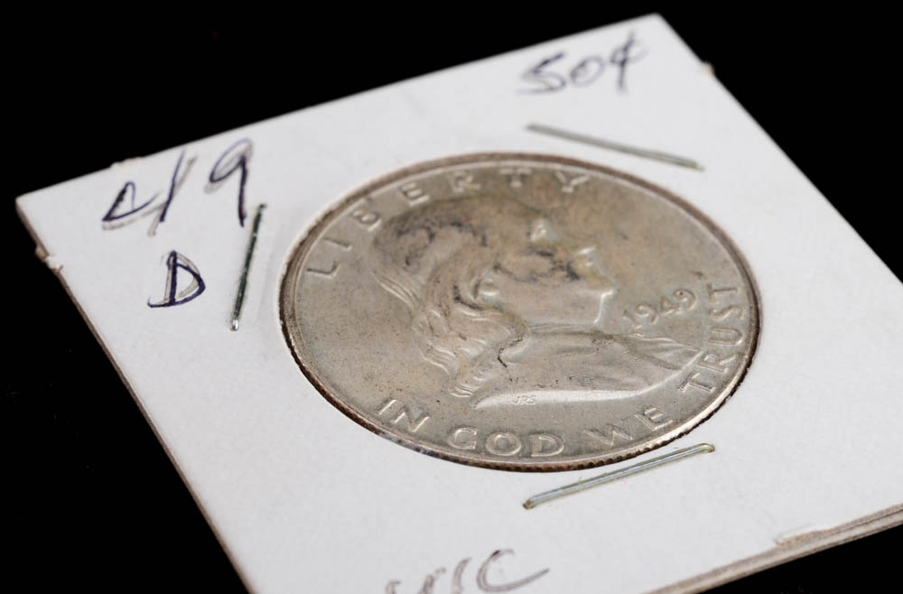1949 D Franklin Silver Half Dollar