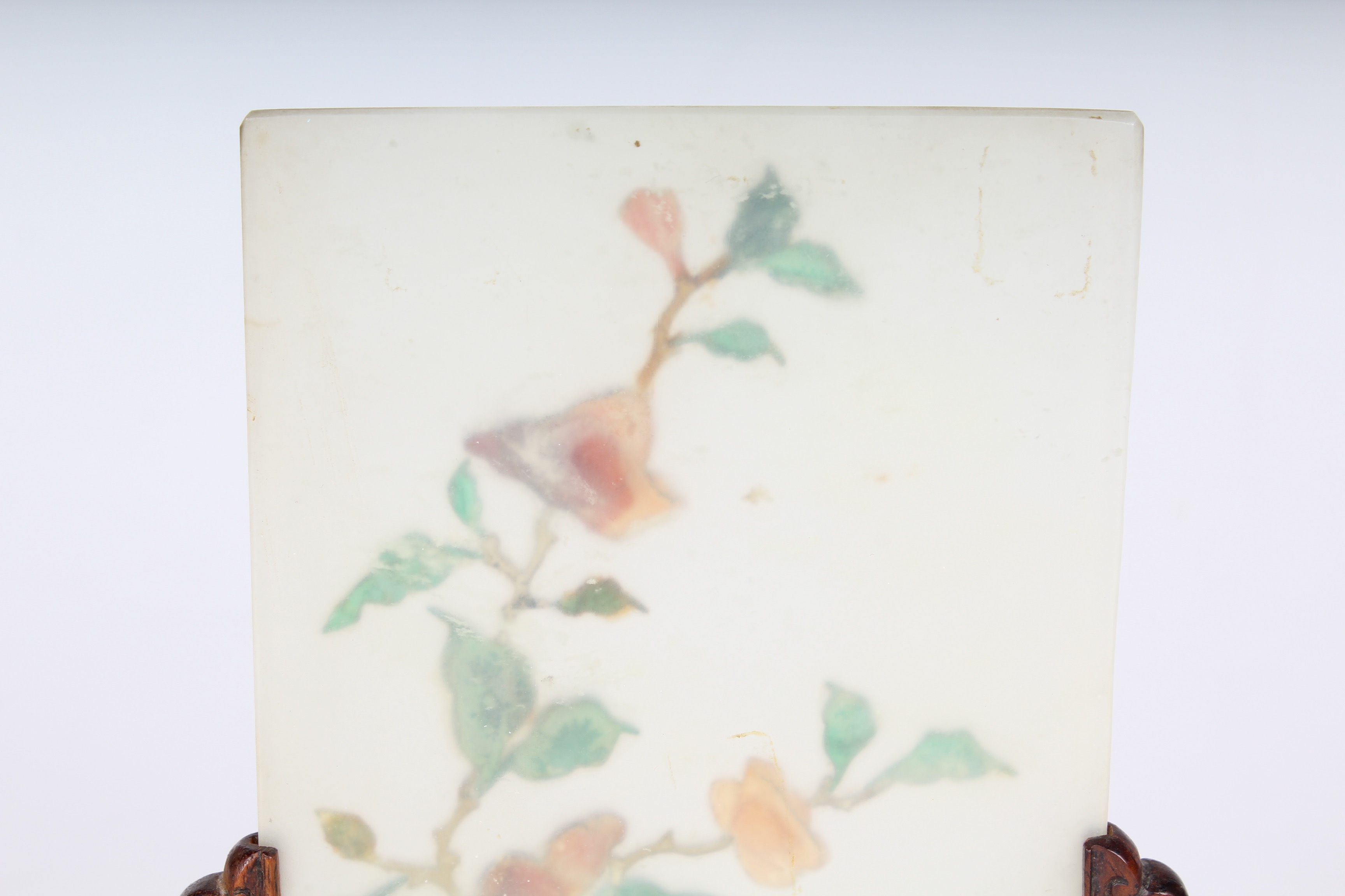 Carved Carnelian, Malachite, Lapis, Turquoise and Jade Screen