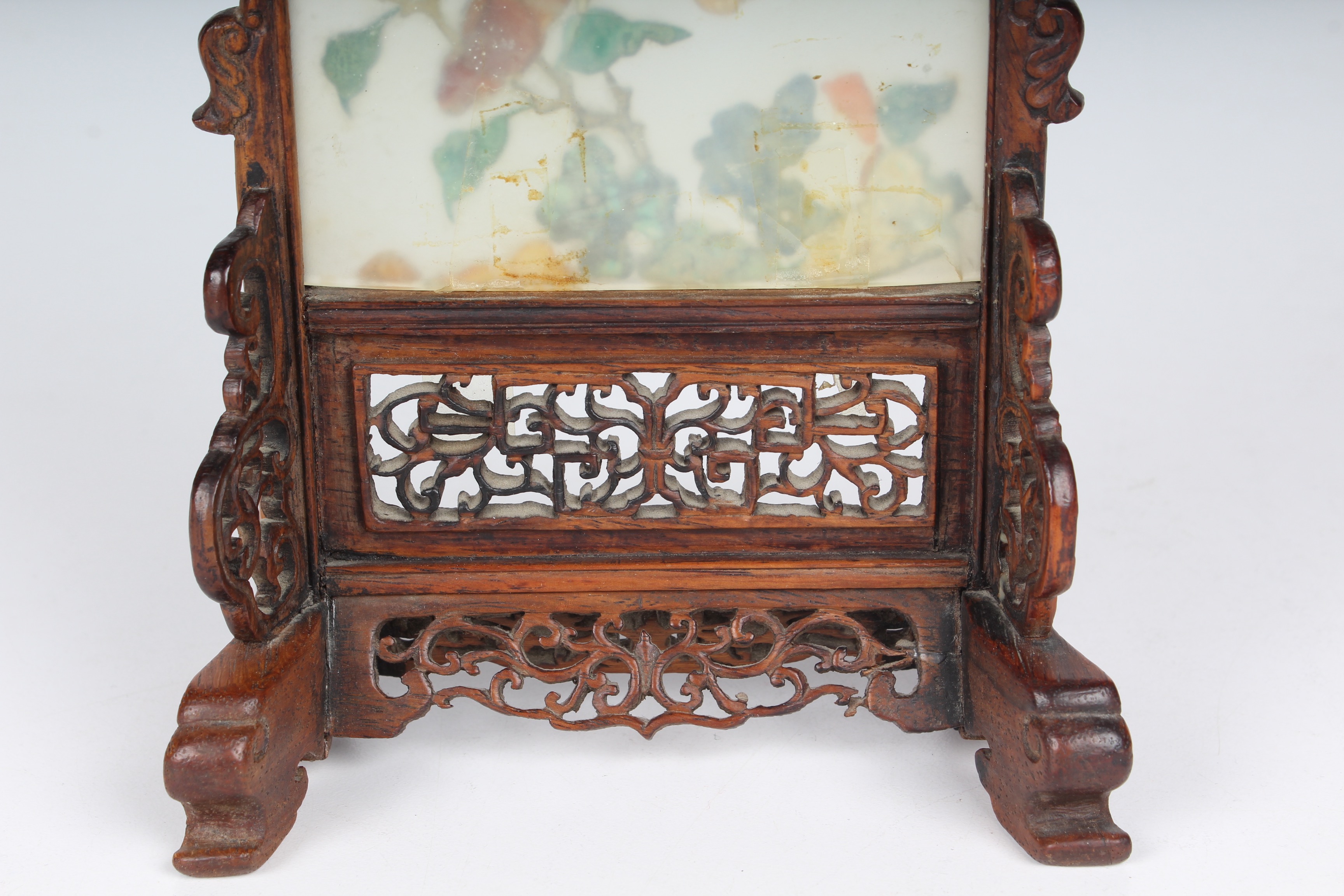 Carved Carnelian, Malachite, Lapis, Turquoise and Jade Screen