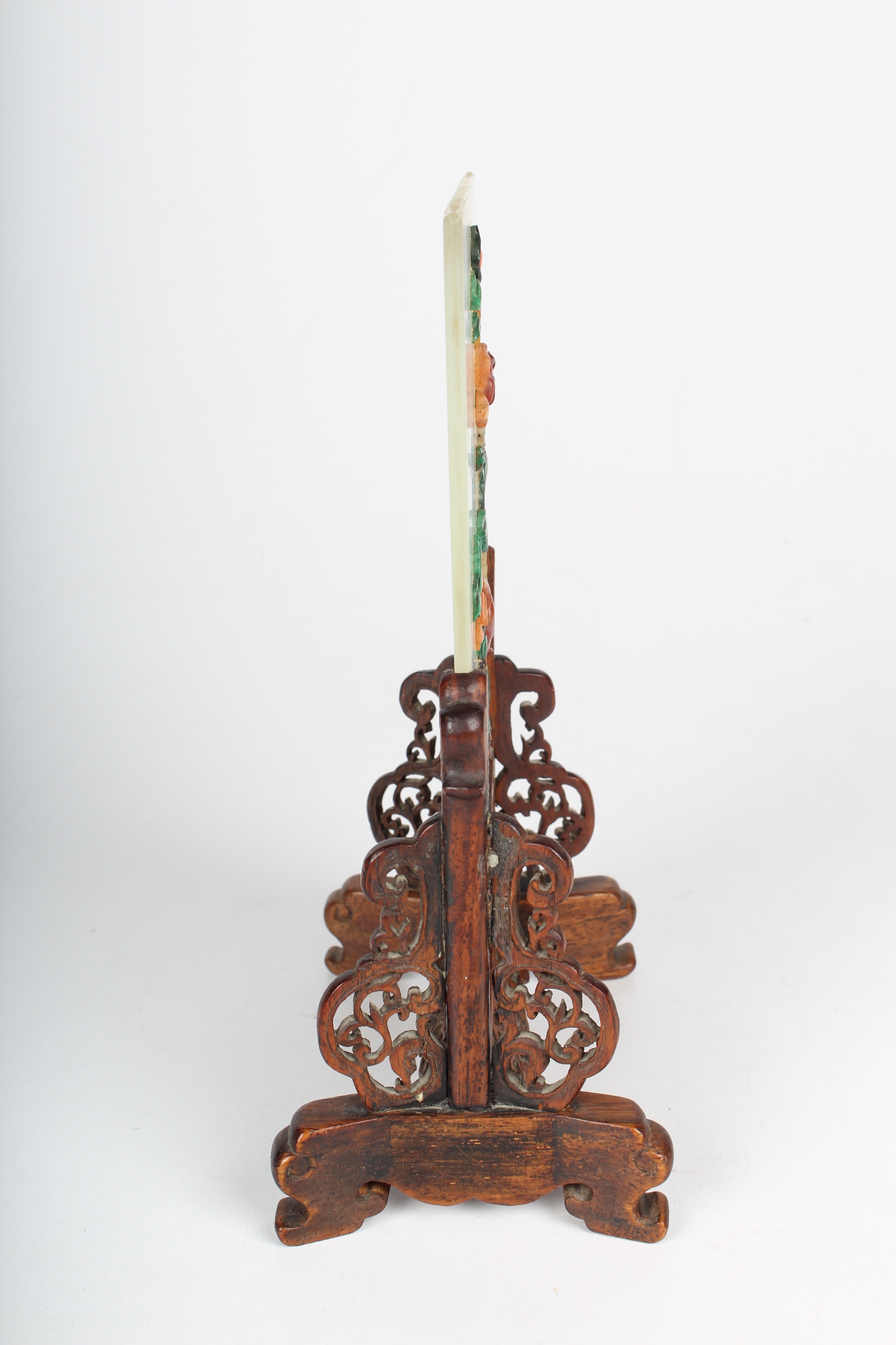 Carved Carnelian, Malachite, Lapis, Turquoise and Jade Screen