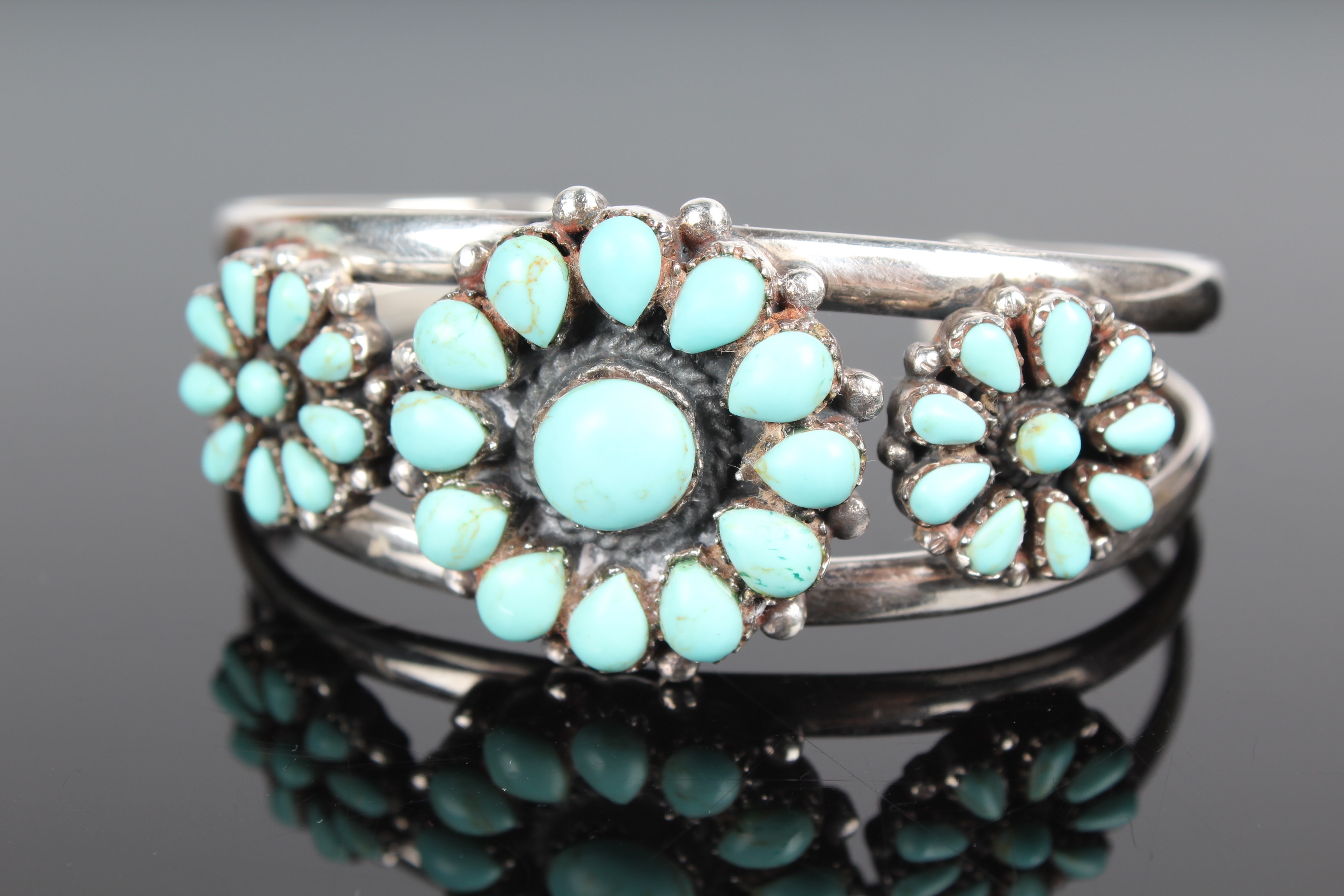 Zuni Sterling Silver and Turquoise Cuff