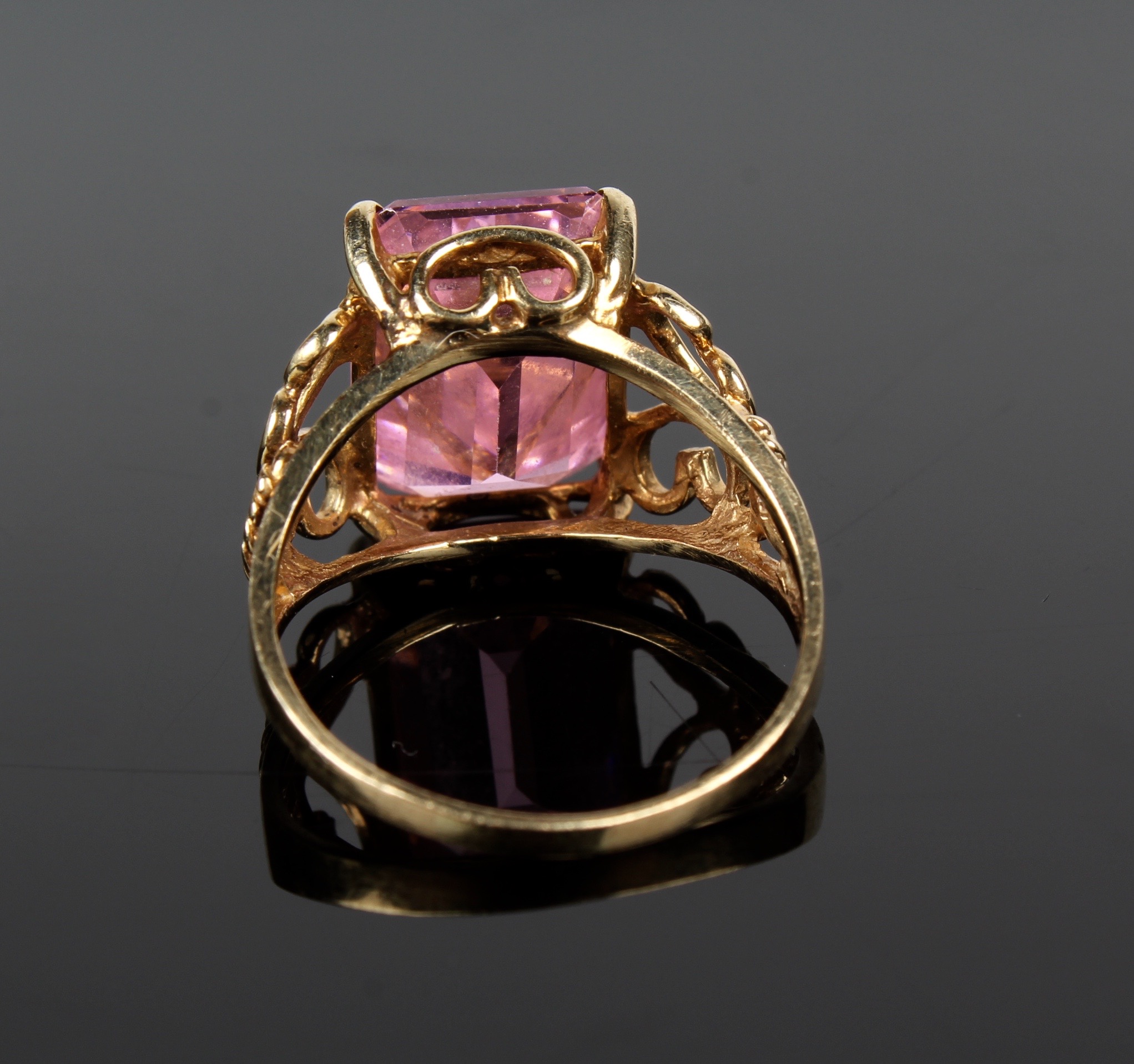 10K Yellow Gold and Pink Cubic Zirconia Ring