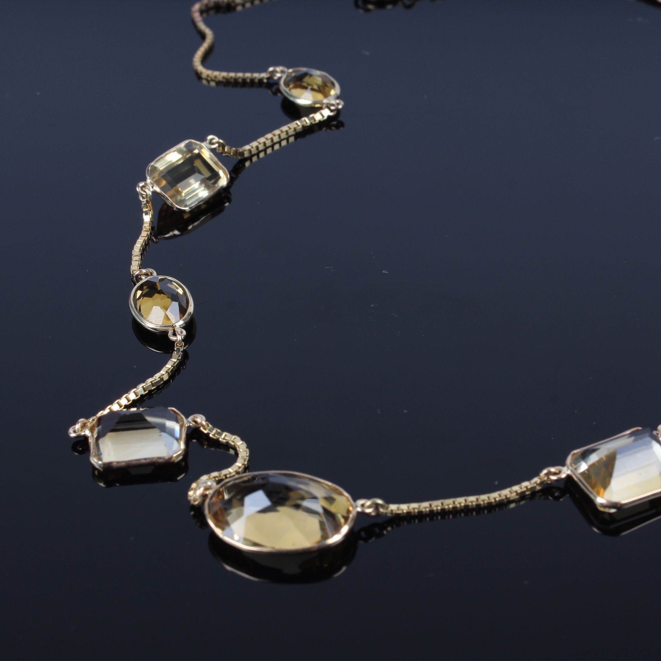 14K Yellow Gold Natural Citrine Necklace