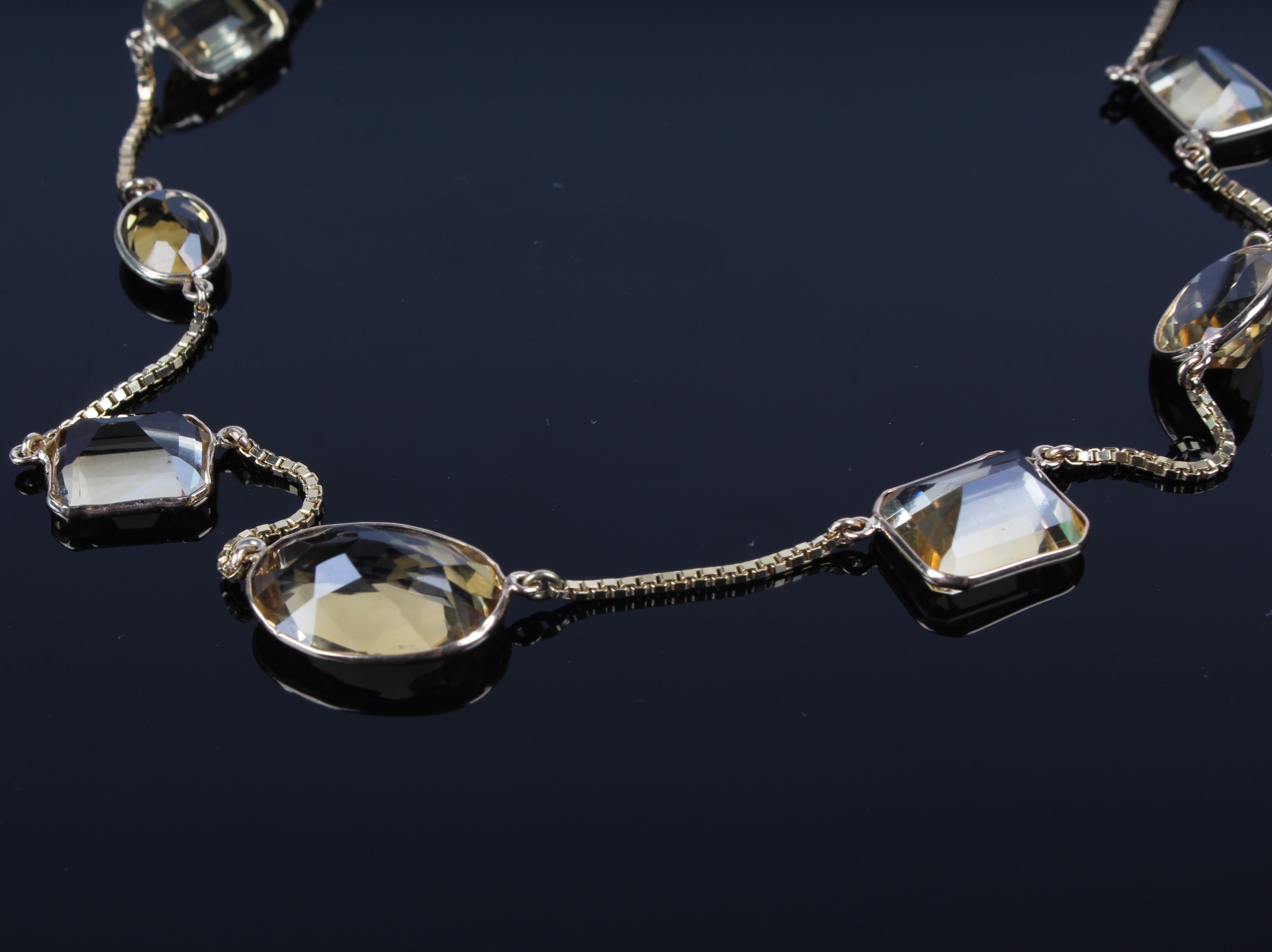 14K Yellow Gold Natural Citrine Necklace