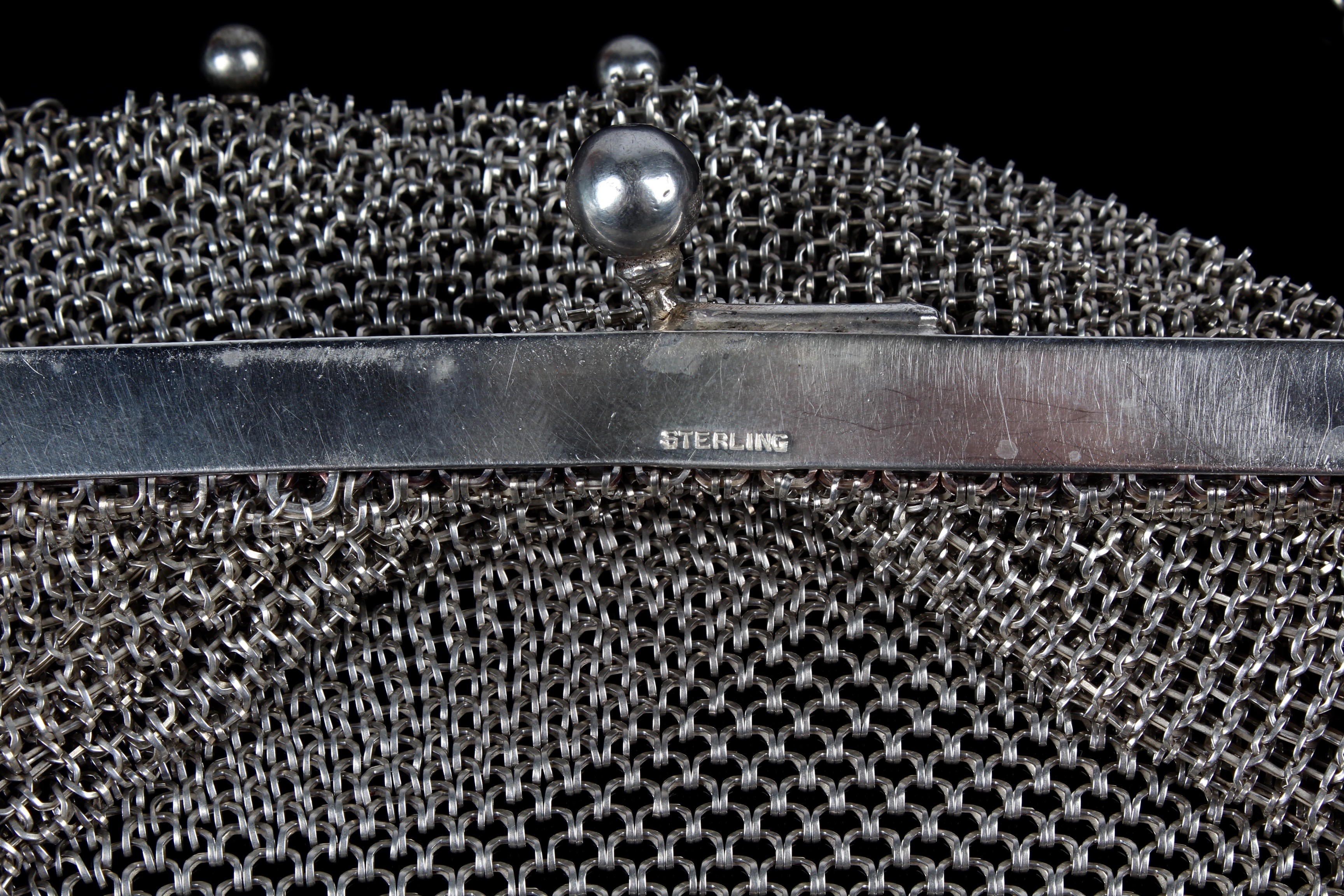 Vintage Sterling Silver Hand Engraved Mesh Purse