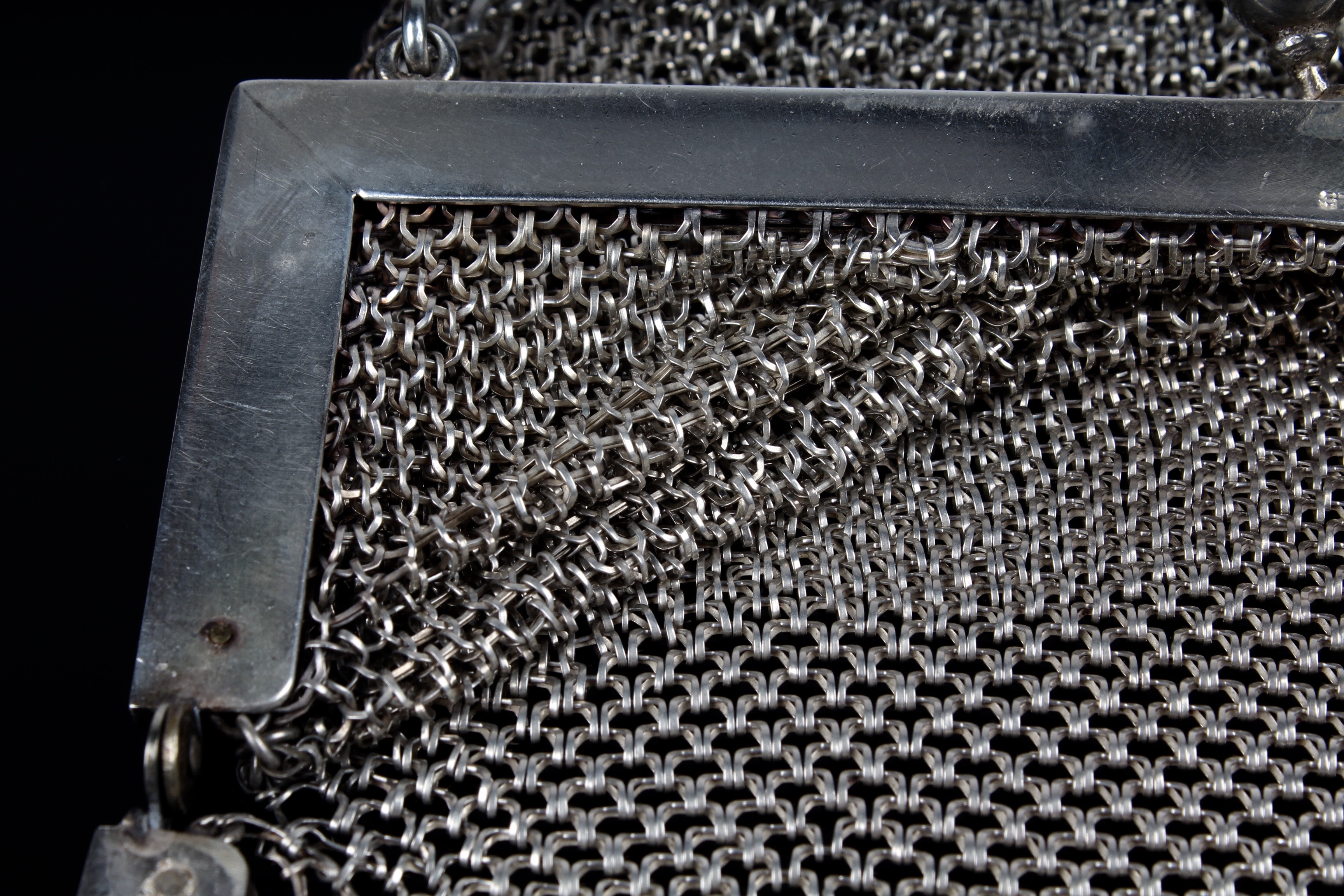 Vintage Sterling Silver Hand Engraved Mesh Purse