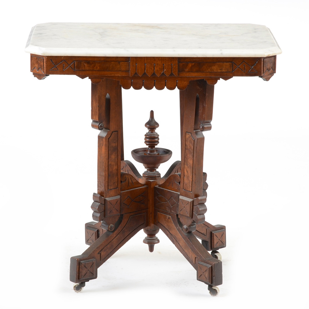 Eastlake Style Marble Top Parlor Table