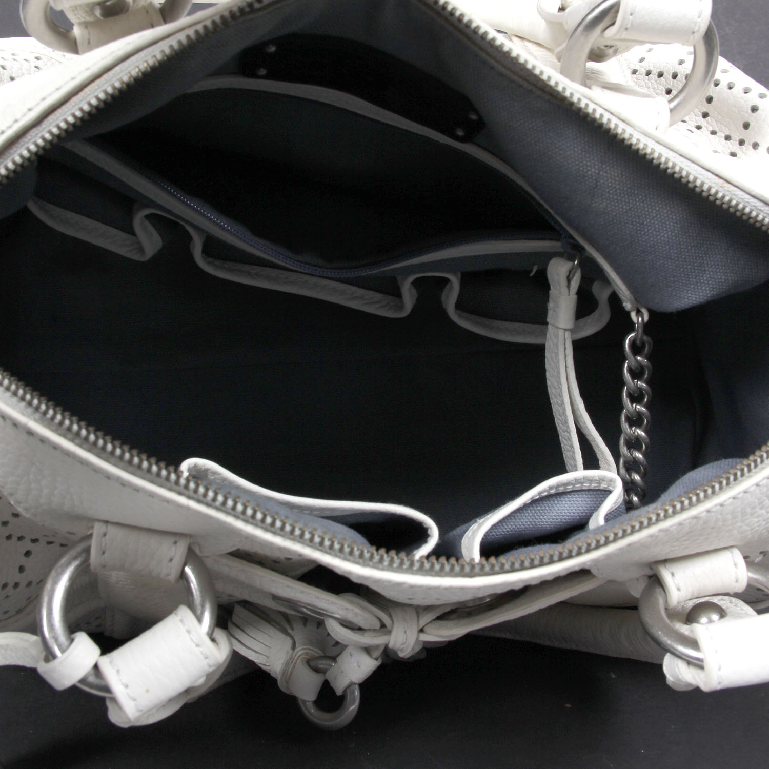 Lockheart White Leather Handbag