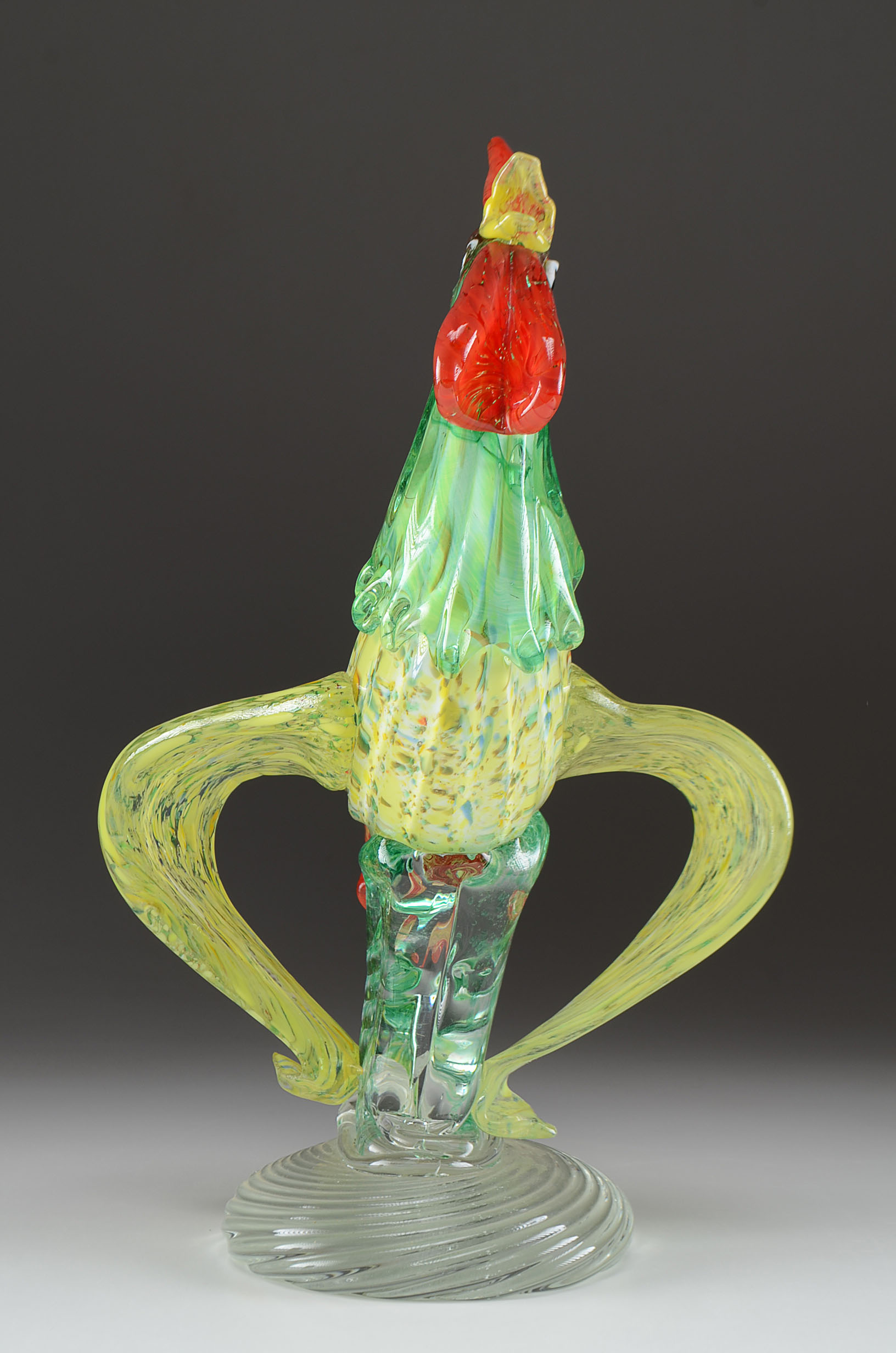 Modern Murano Art Glass Rooster Signed Mario Sandon