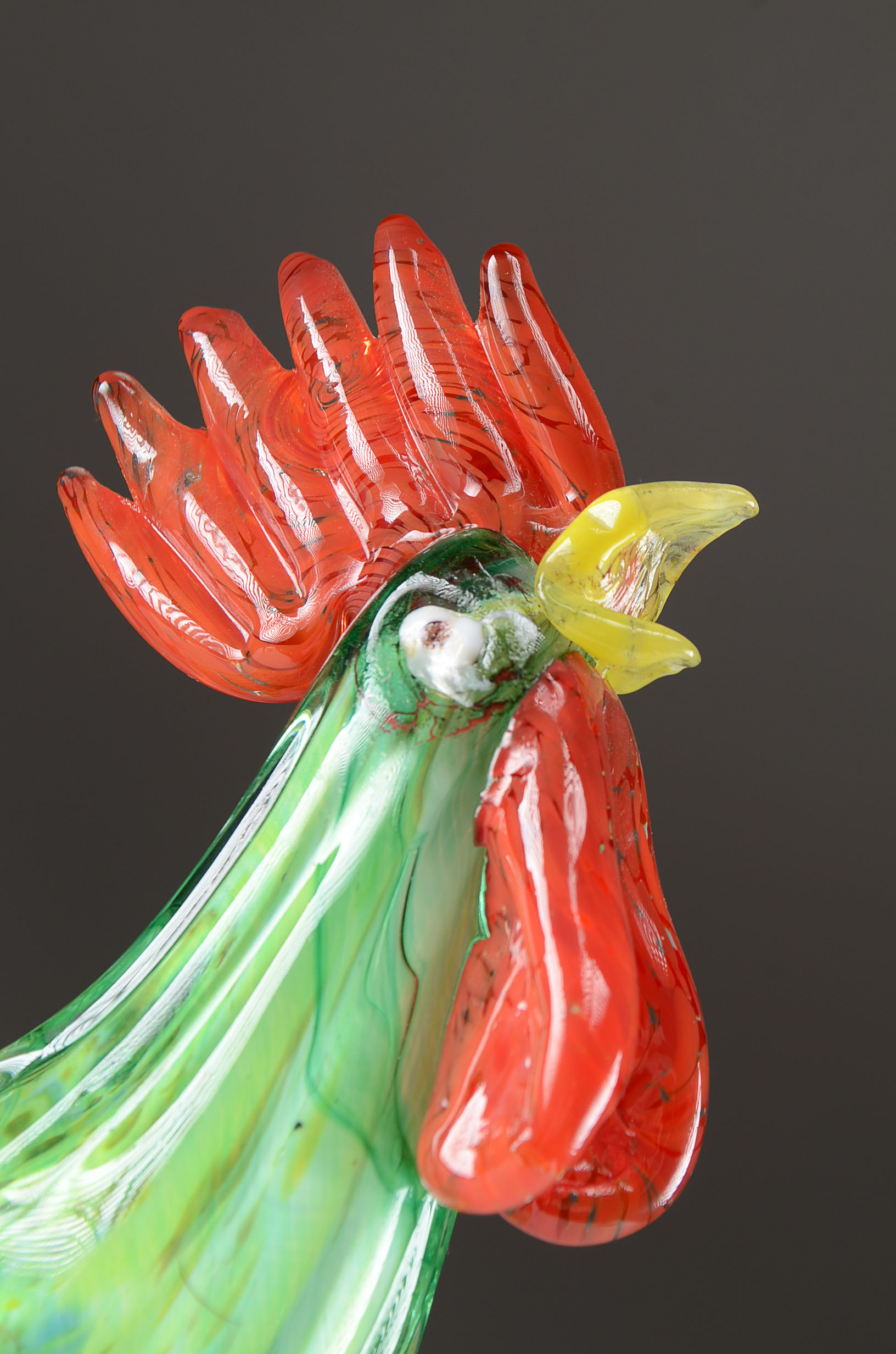 Modern Murano Art Glass Rooster Signed Mario Sandon