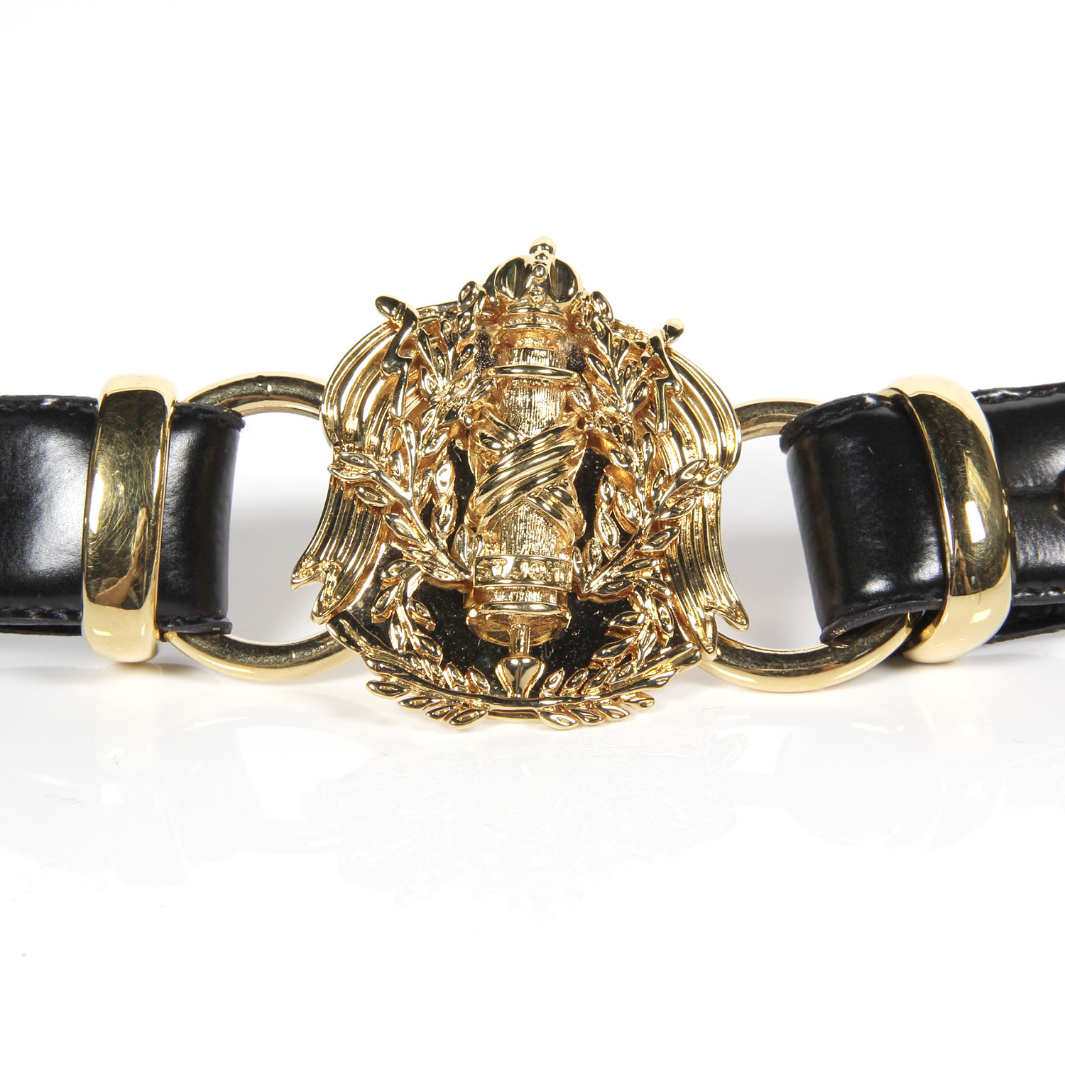 St John Leather Belt with Gold Emblem Buckle