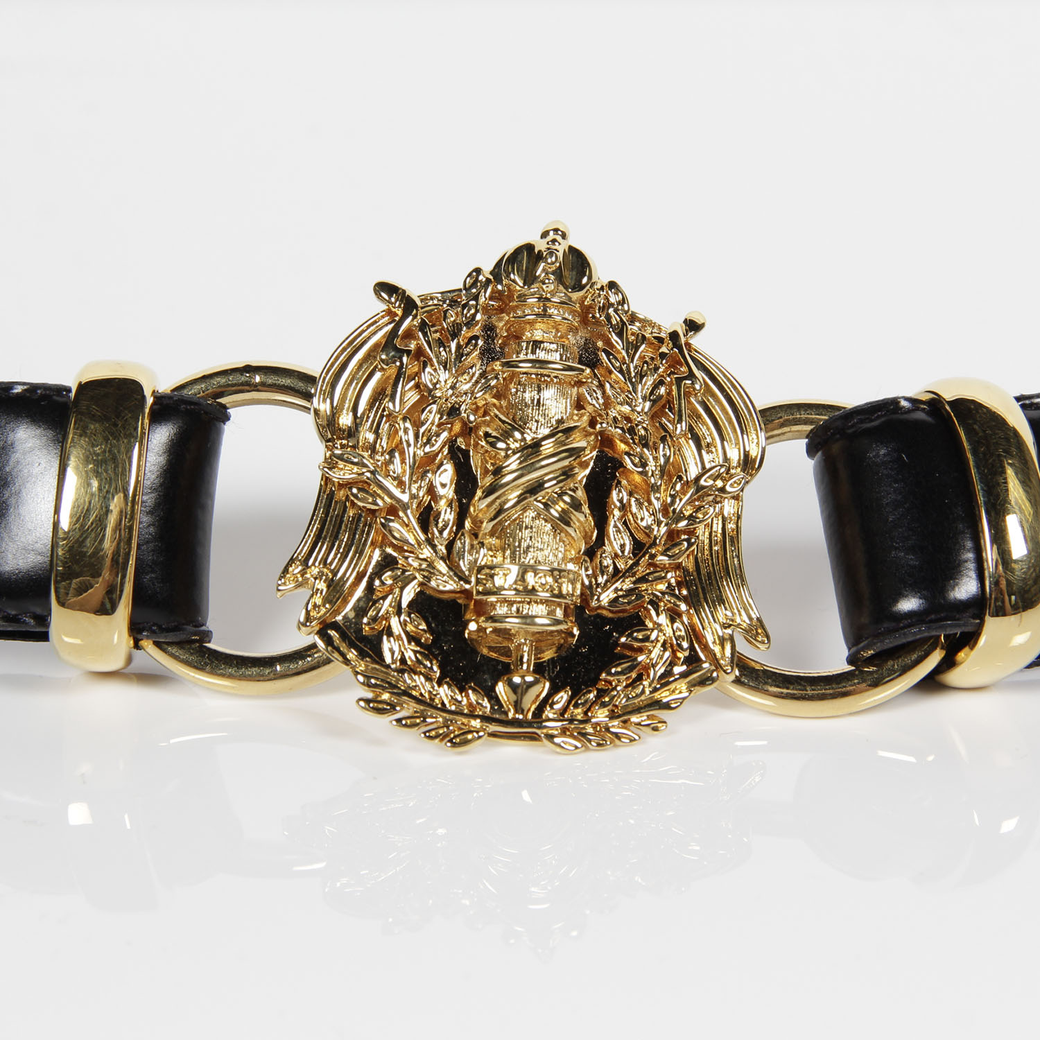 St John Leather Belt with Gold Emblem Buckle