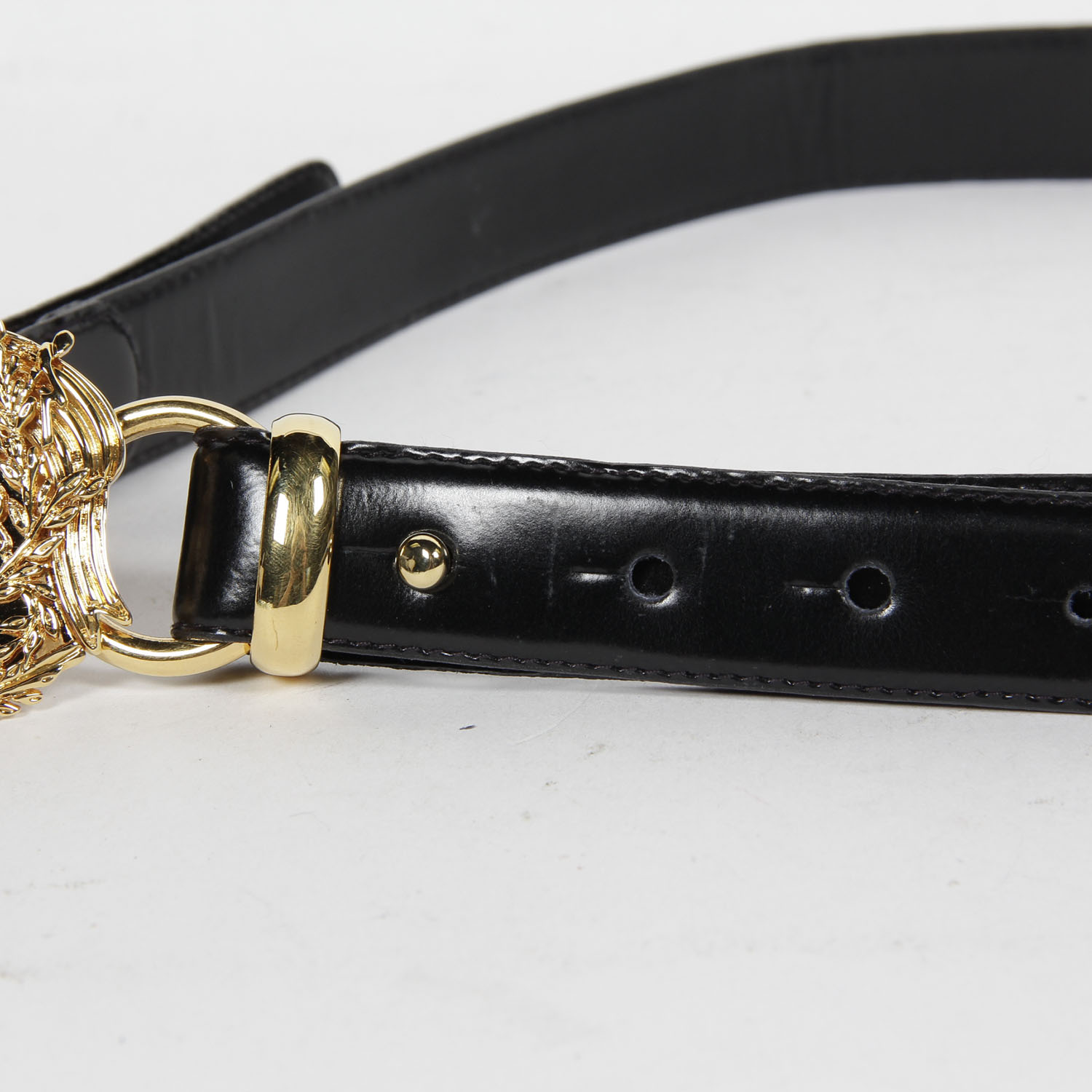 St John Leather Belt with Gold Emblem Buckle
