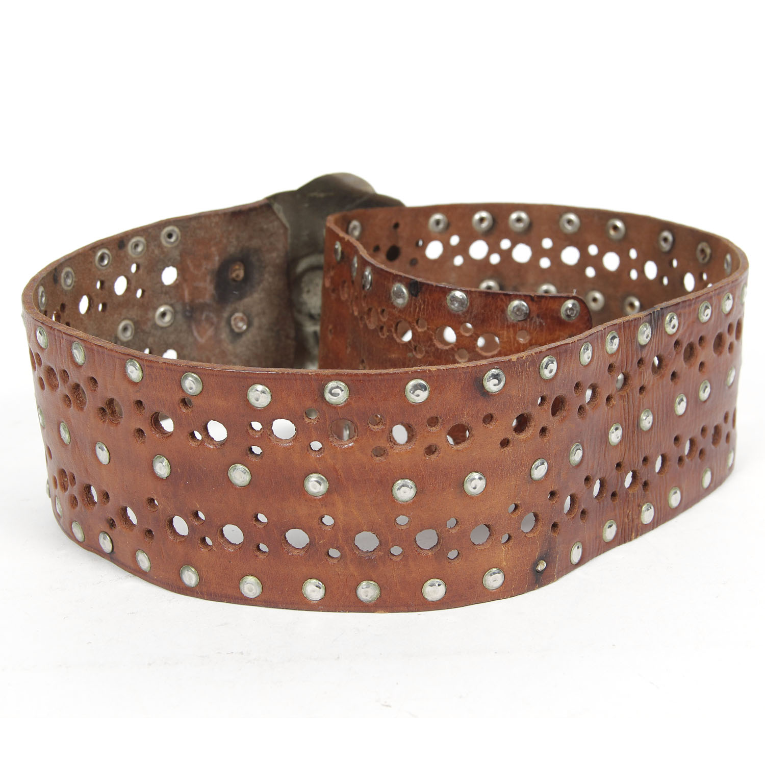 Vintage Handcrafted Leather Belt with Large Buckle