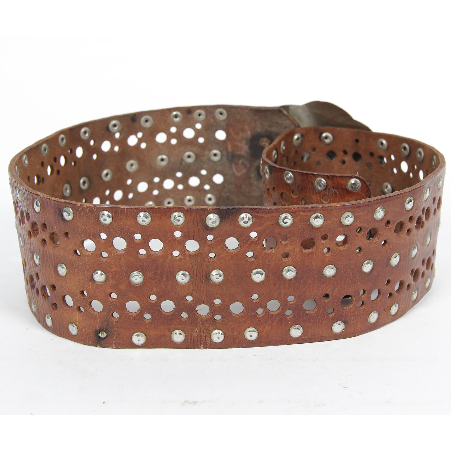 Vintage Handcrafted Leather Belt with Large Buckle