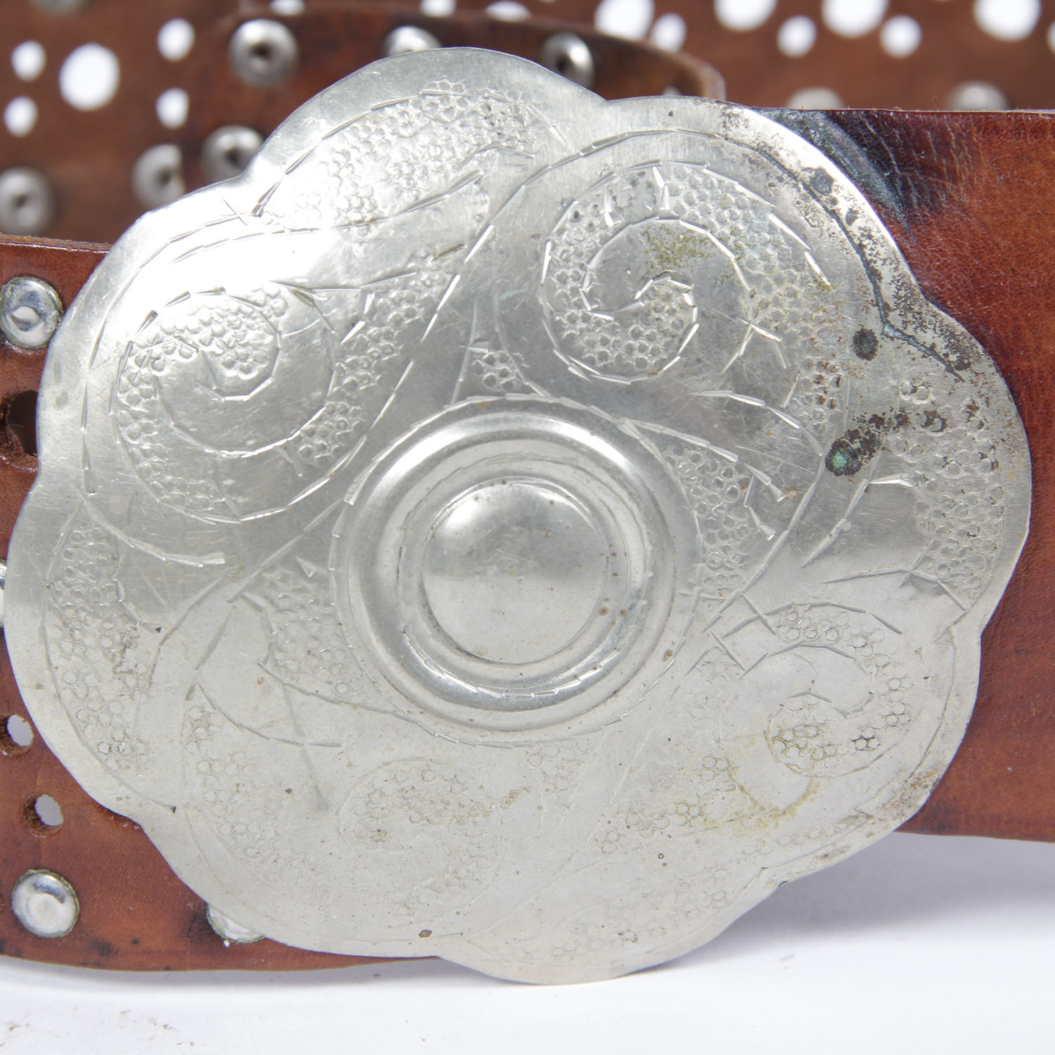 Vintage Handcrafted Leather Belt with Large Buckle