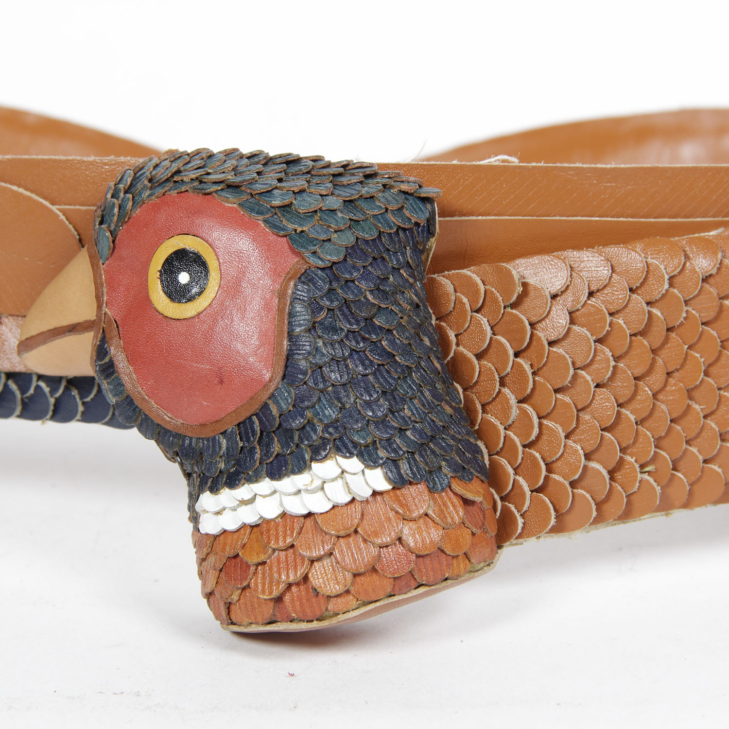 Vintage Handmade Leather Pheasant Belt